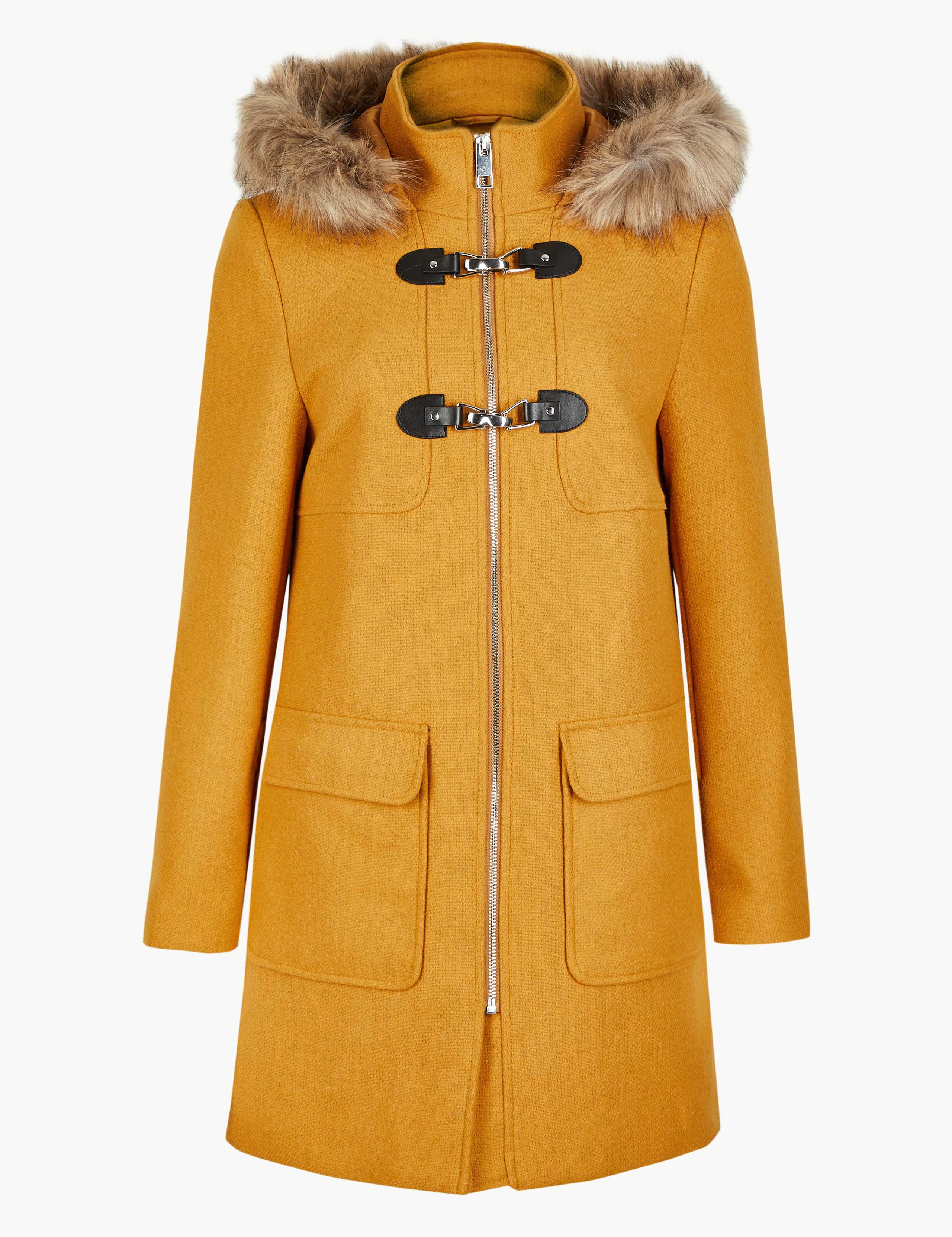 PETITE Faux Fur Duffle Coat | M&S Collection | M&S IE