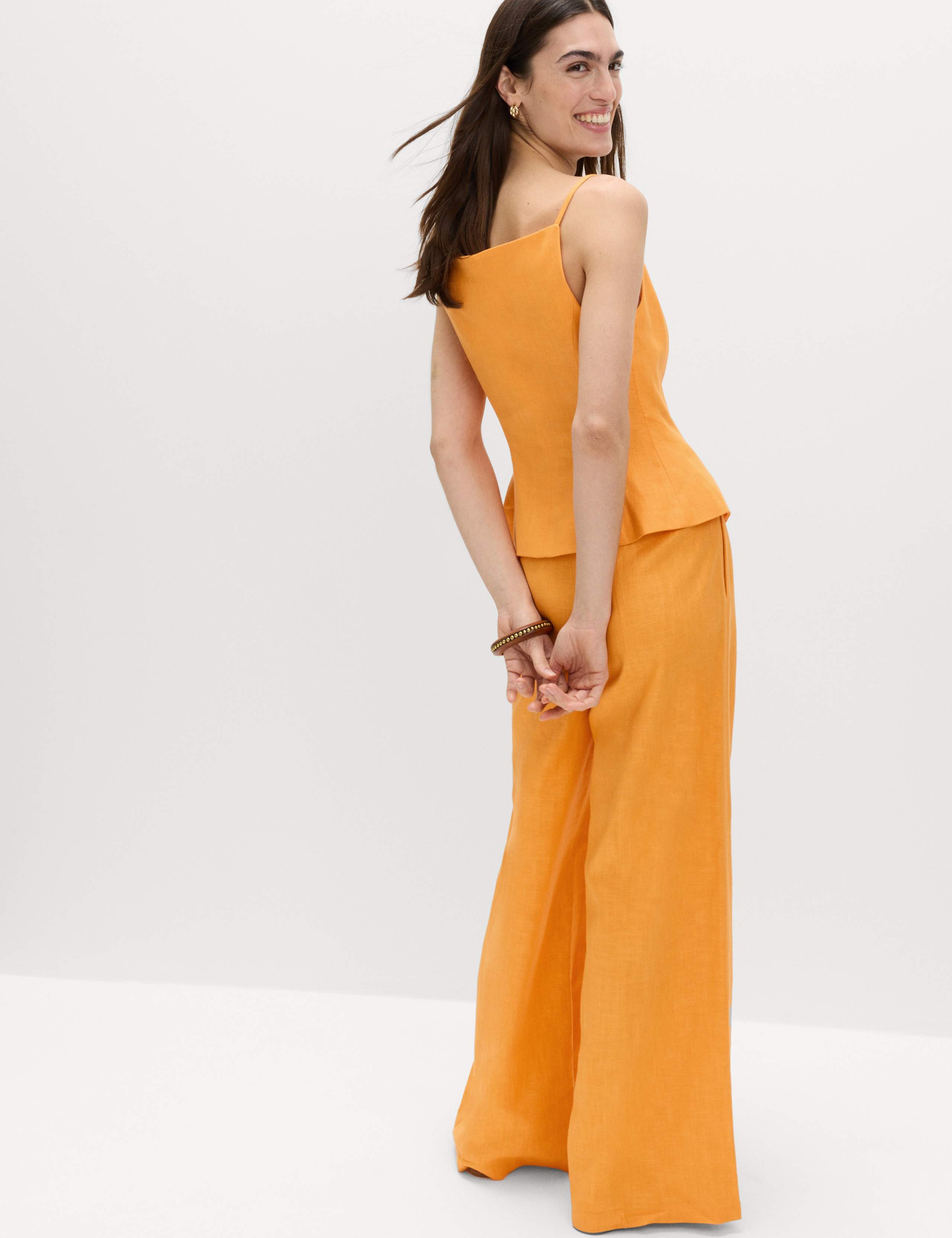 Linen Rich Tailored Wide Leg Trousers 3 of 5