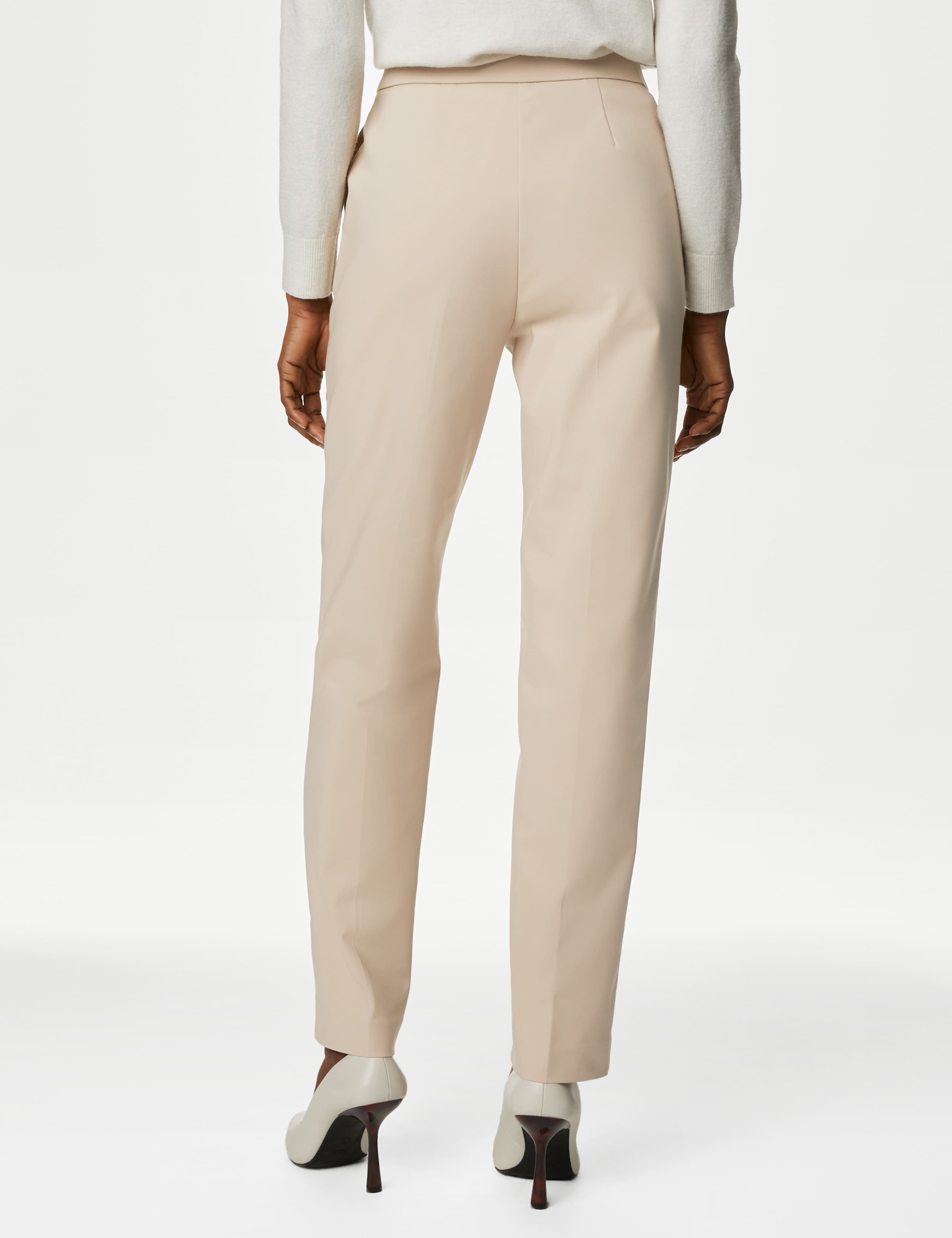 Cotton Blend Slim Fit Ankle Grazer Trousers 3 of 3