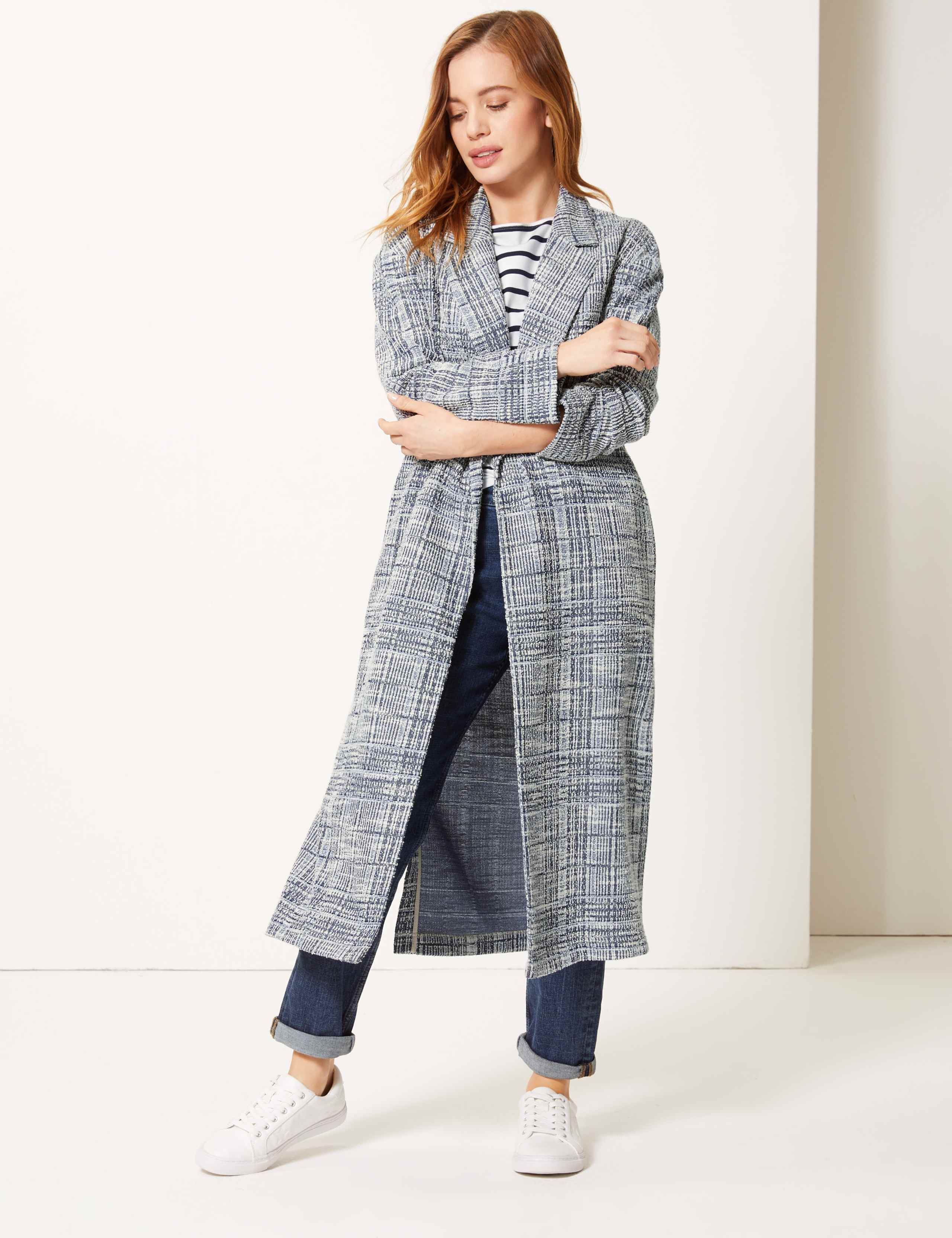 PETITE Checked Open Front Coat 1 of 4
