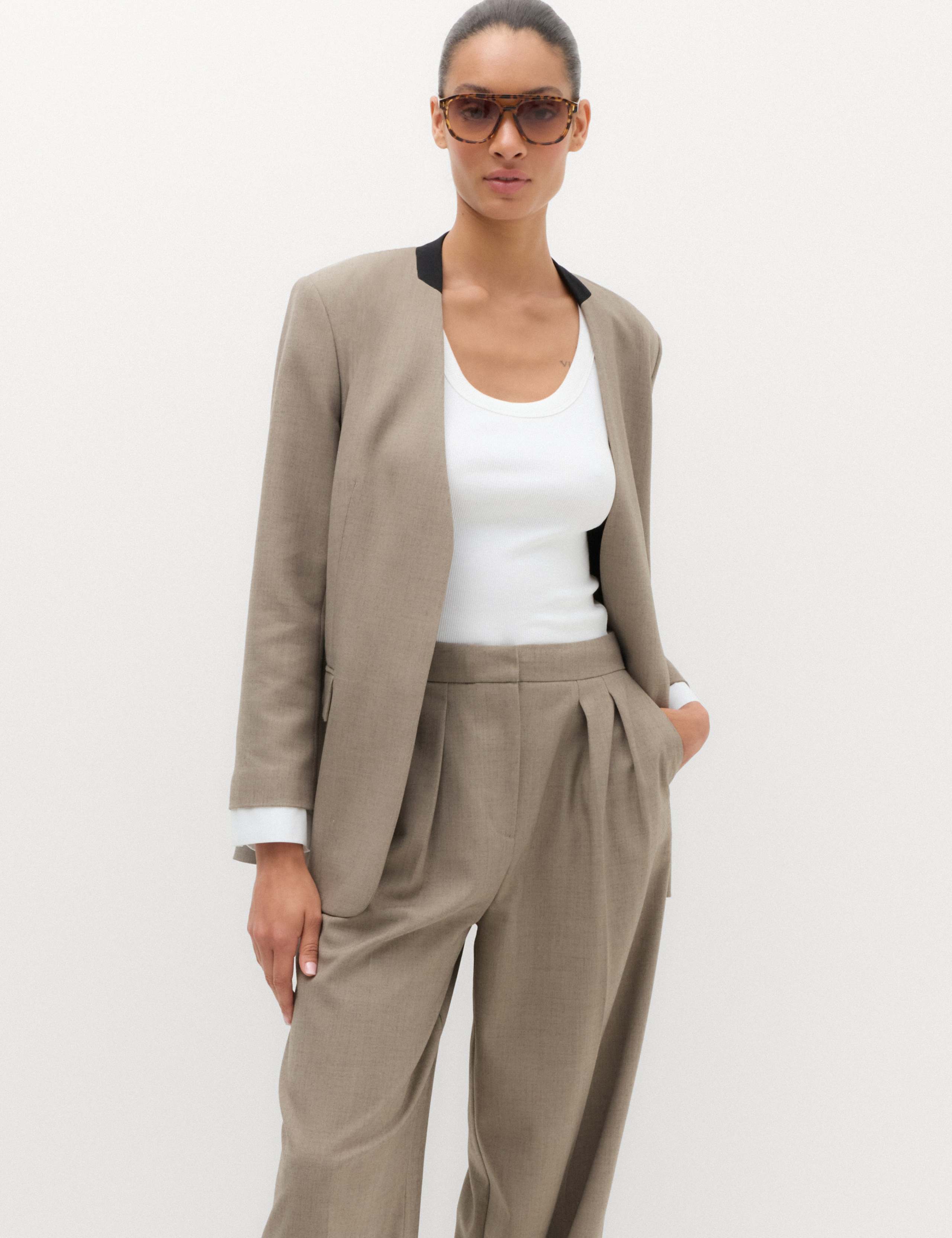 Collarless Relaxed Blazer 1 of 7