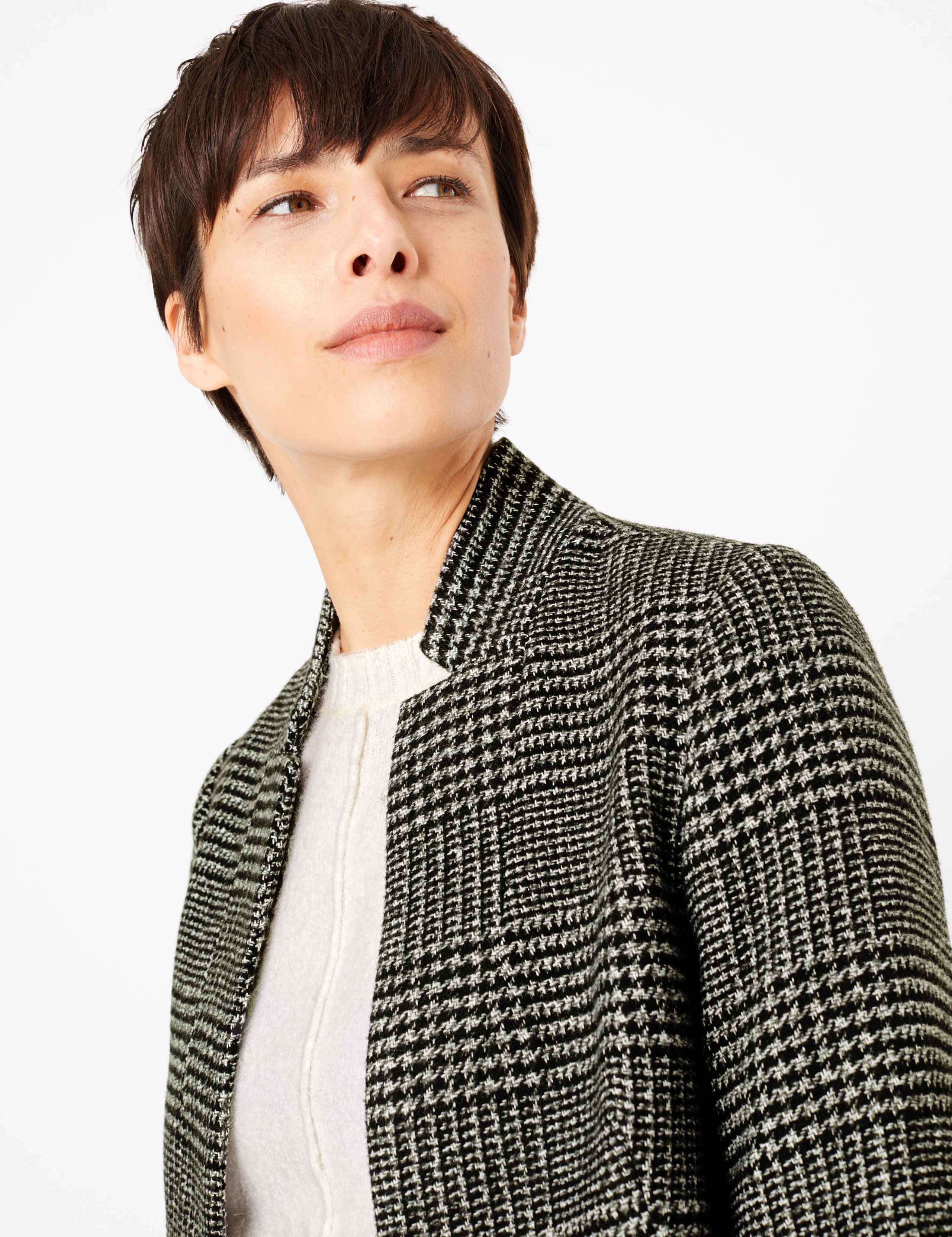 Checked Notch Neck City Coat 3 of 4