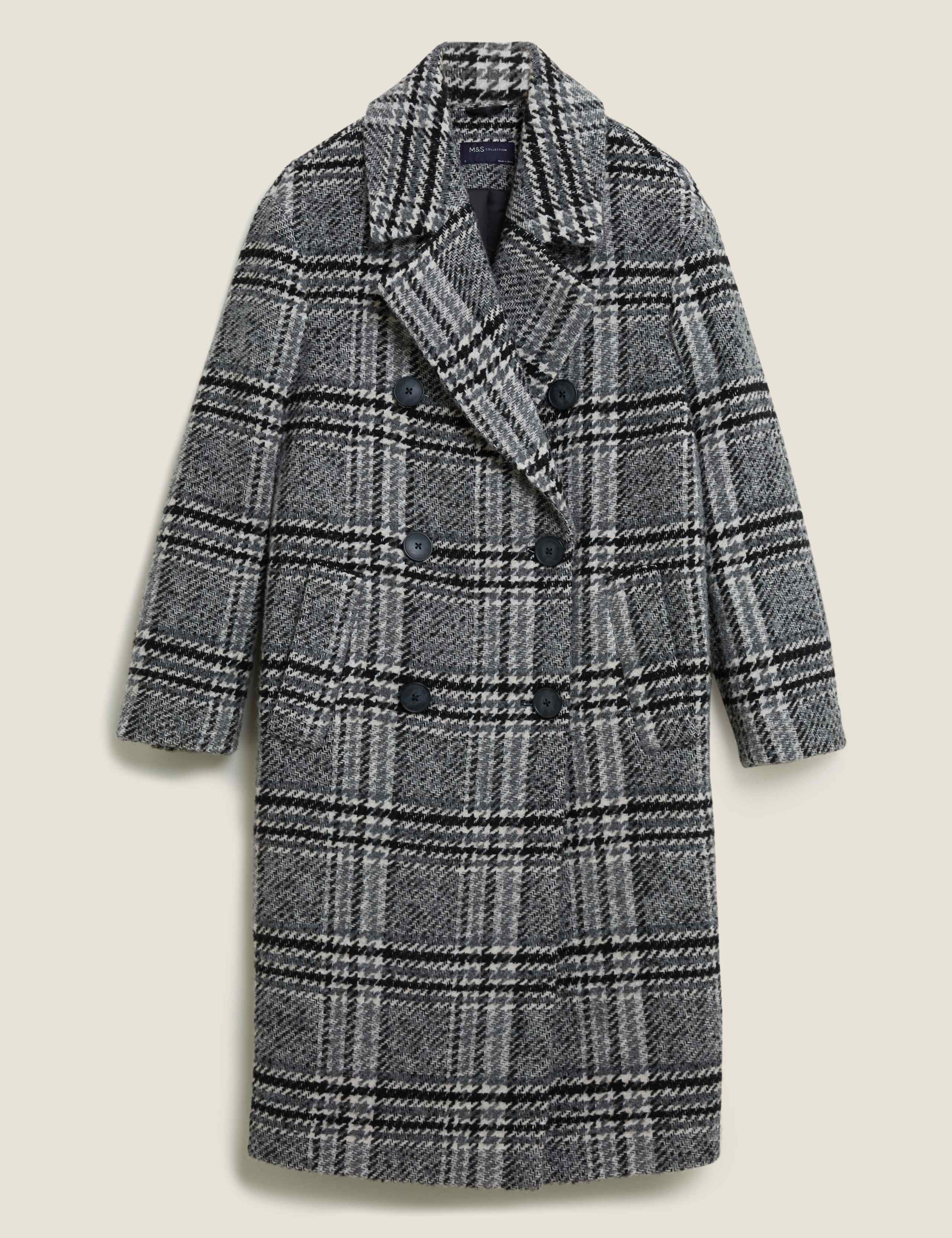 【Checked Pattern Wool Blend Coat Sサイズ Wool blend Houndstooth coat