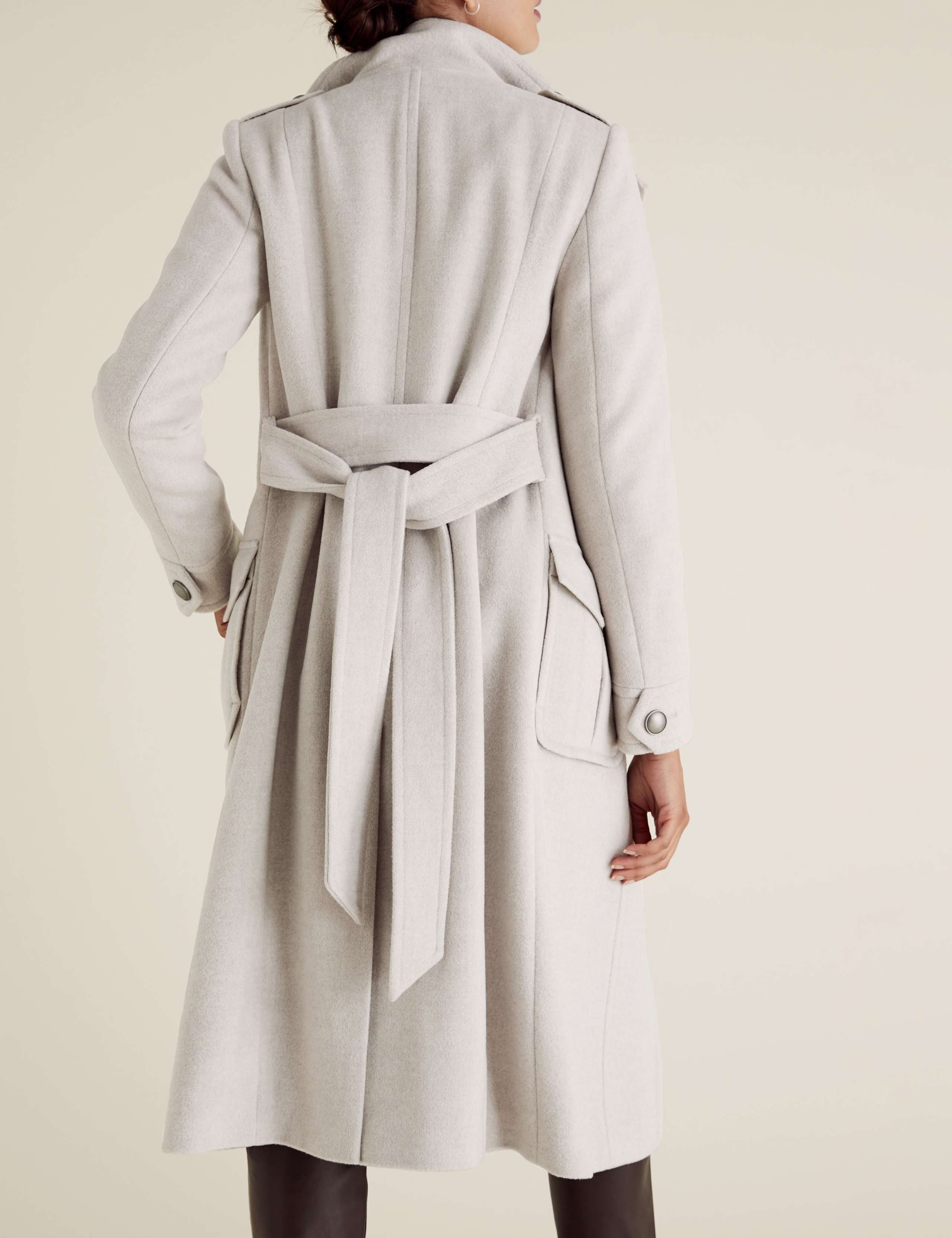 Belted Double Breasted Coat with Wool 6 of 6