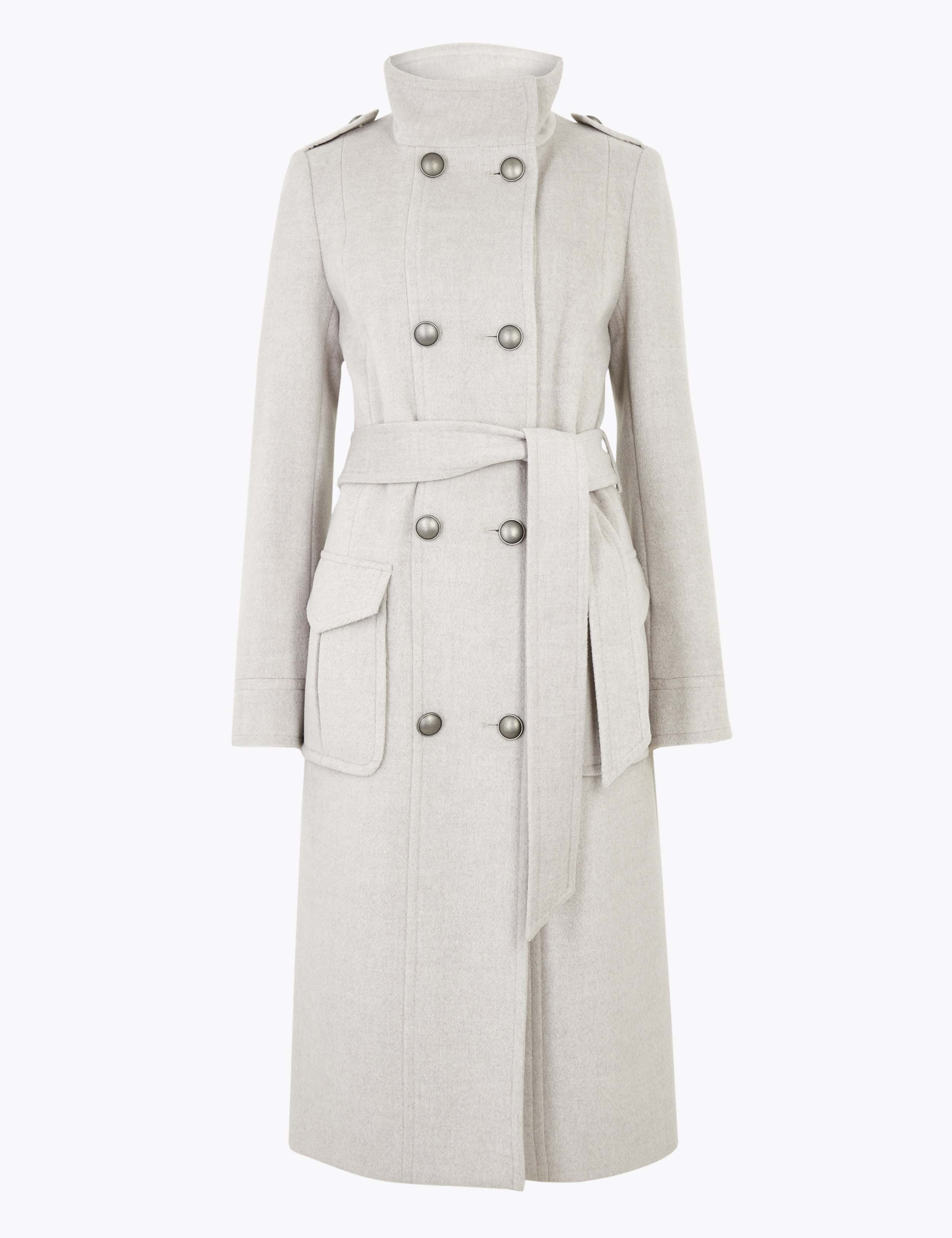 Belted Double Breasted Coat with Wool 2 of 6