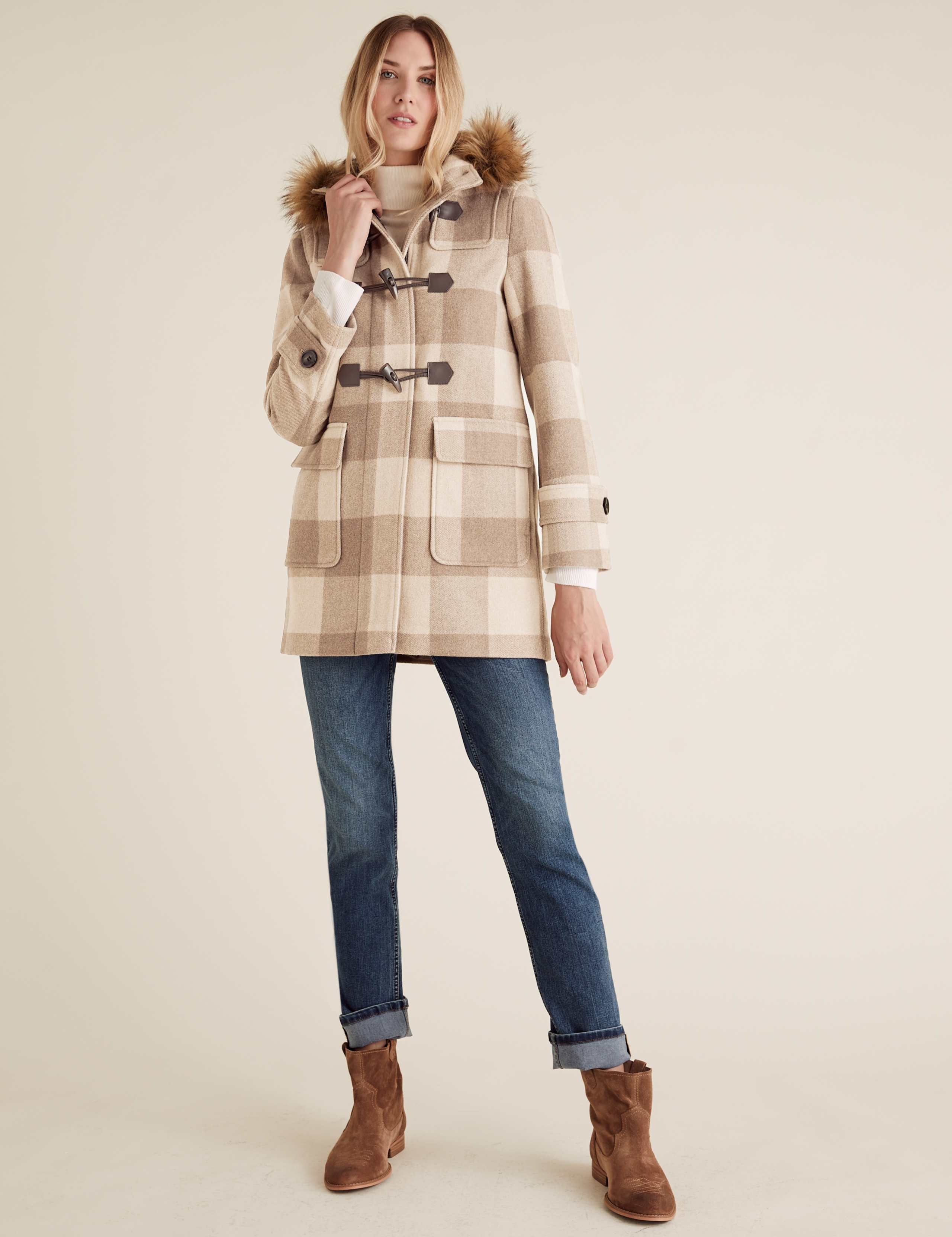 Checked Duffle Coat with Wool 1 of 6