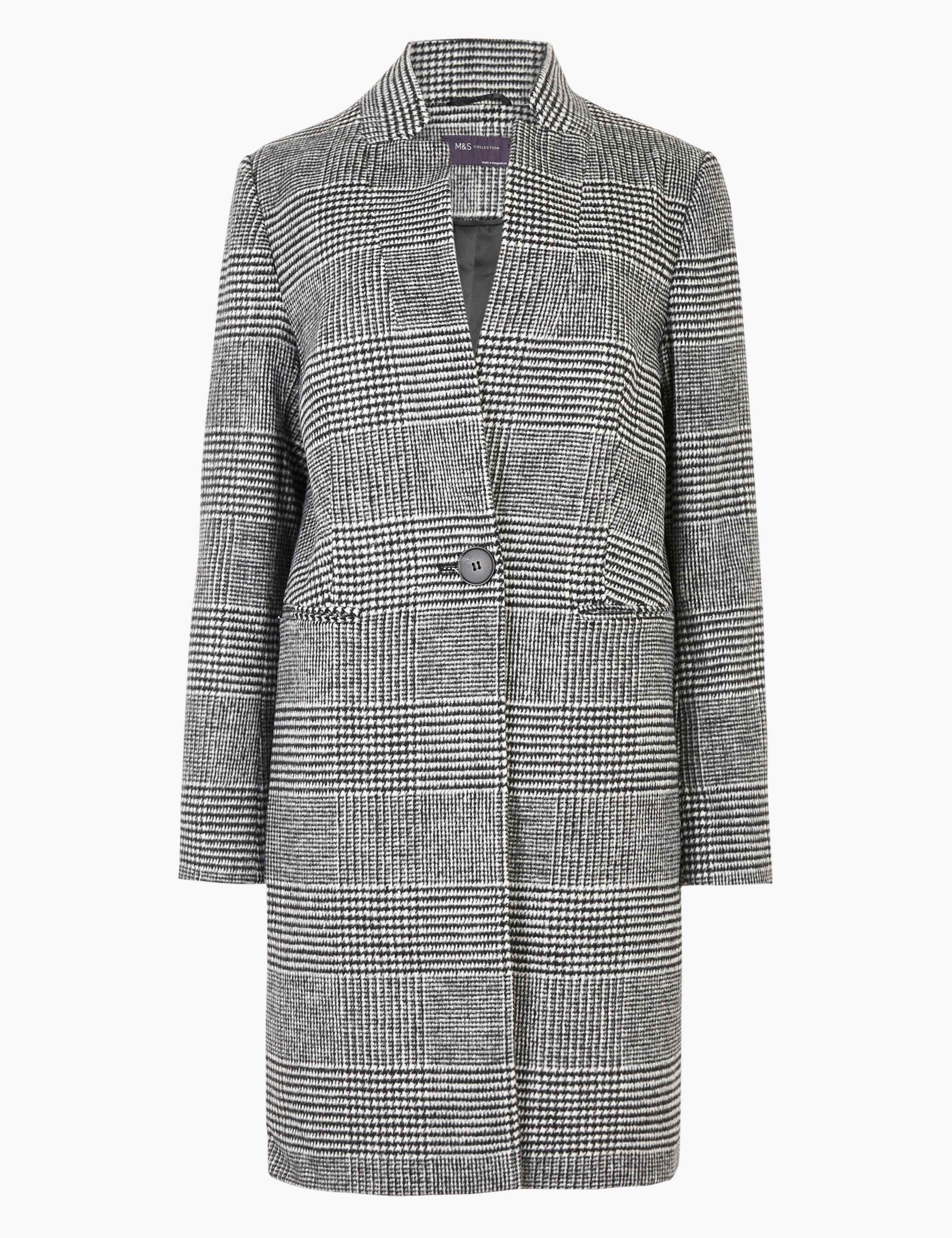 Checked Notch Neck Coat 2 of 5