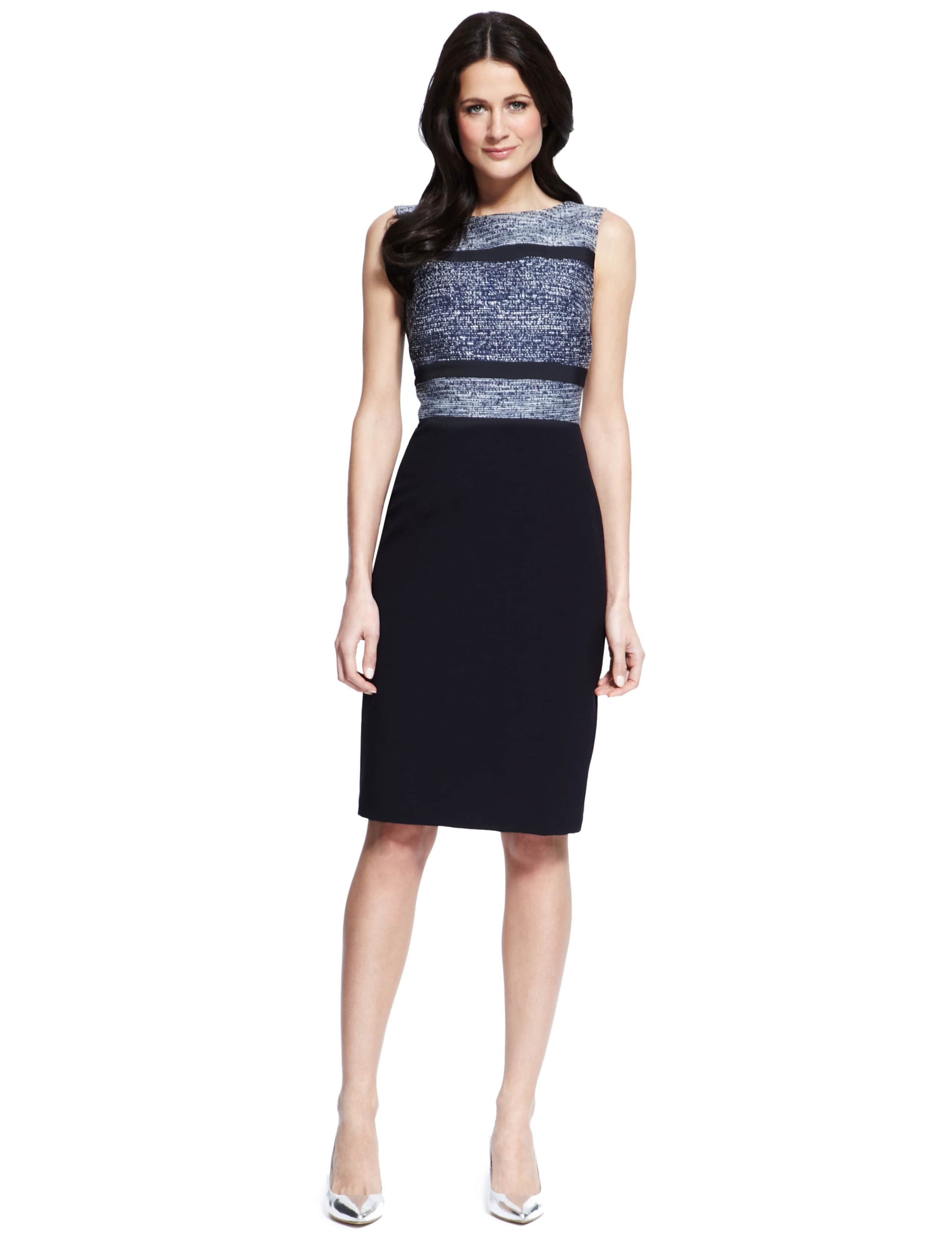 Mix Fabric Striped Bodycon Shift Dress 1 of 5