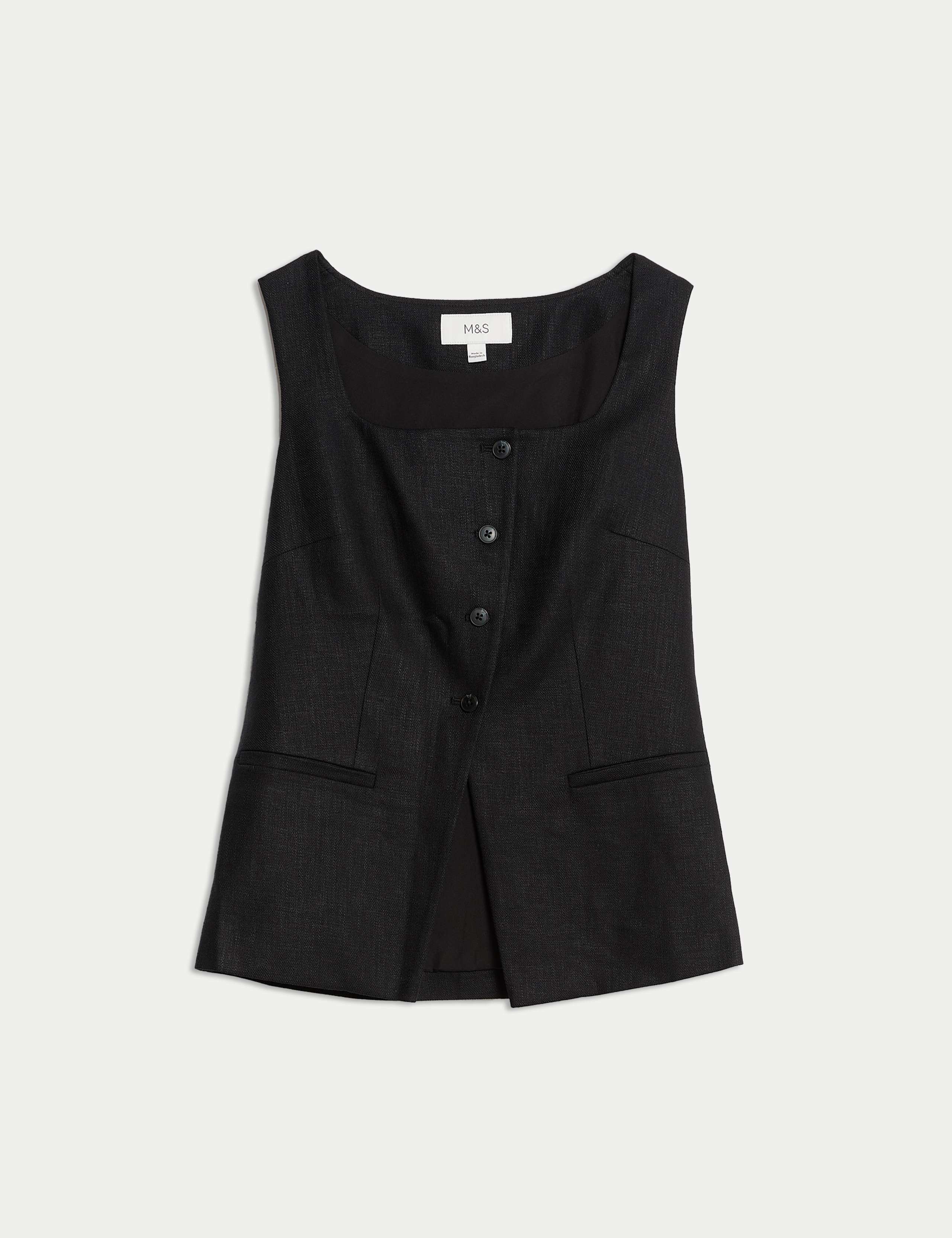 Linen Rich Tailored Twill Square Neck Waistcoat 2 of 6