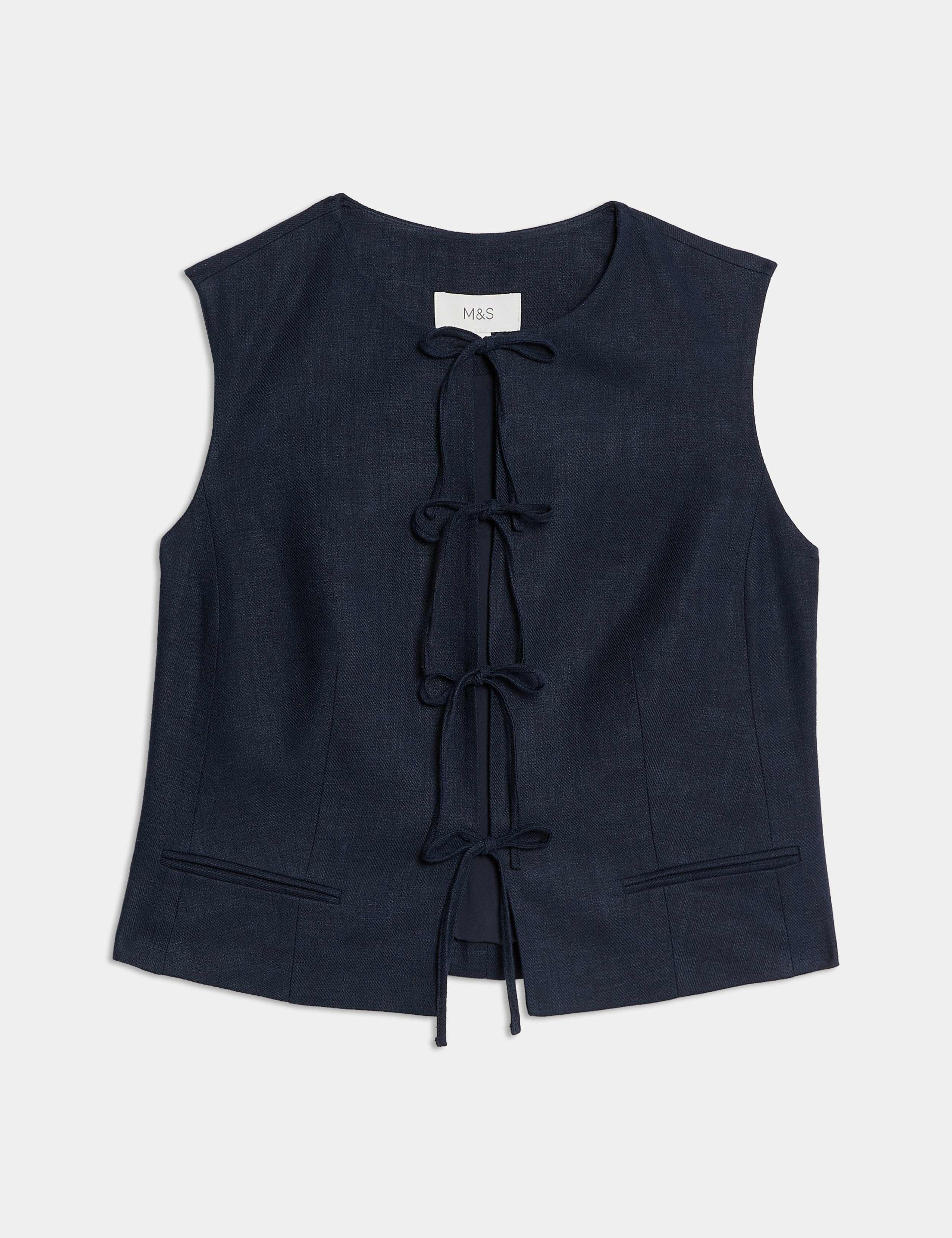 Linen Rich Tie Front Waistcoat 2 of 5