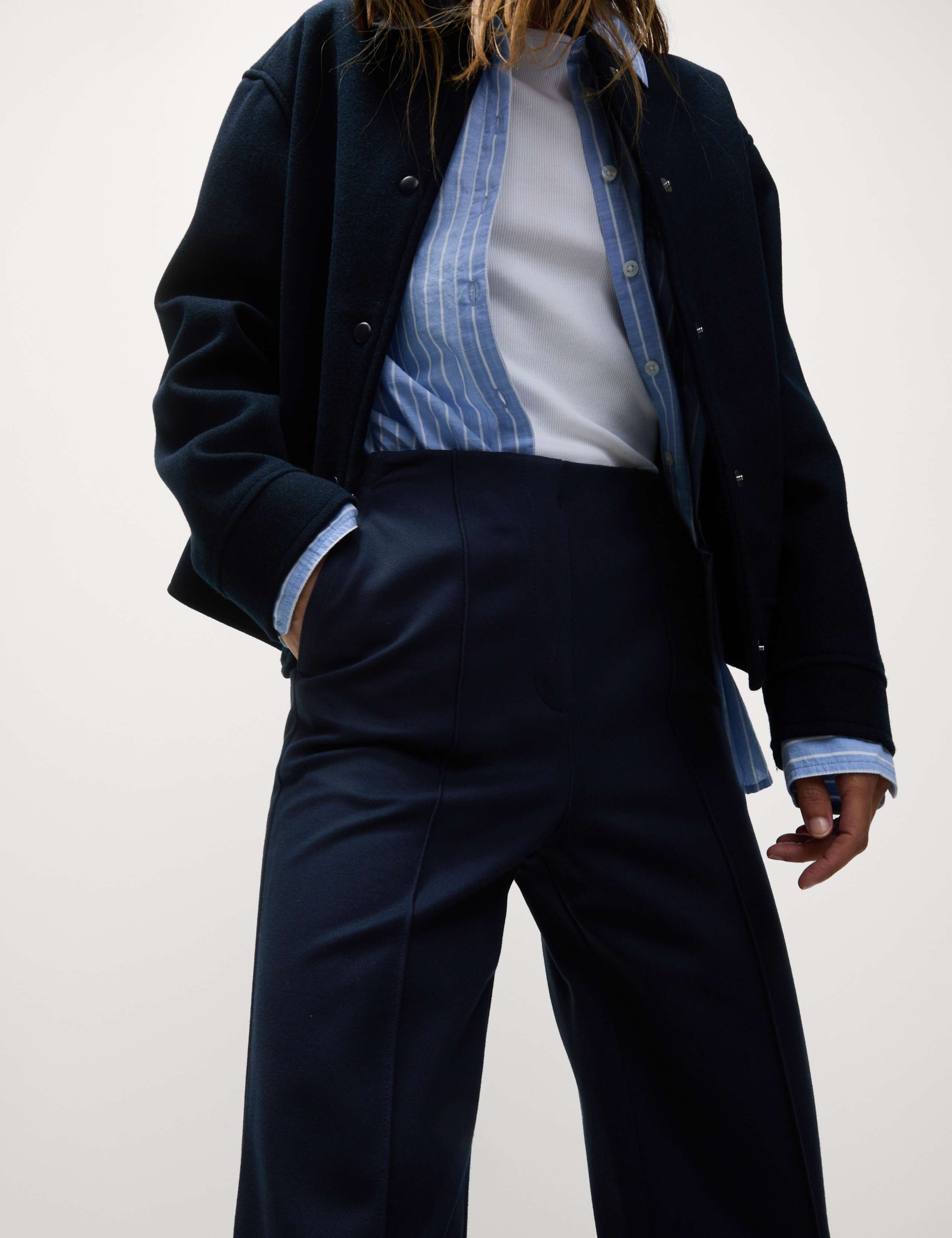 Jersey Twill Straight Leg Ankle Grazer Trousers 2 of 3