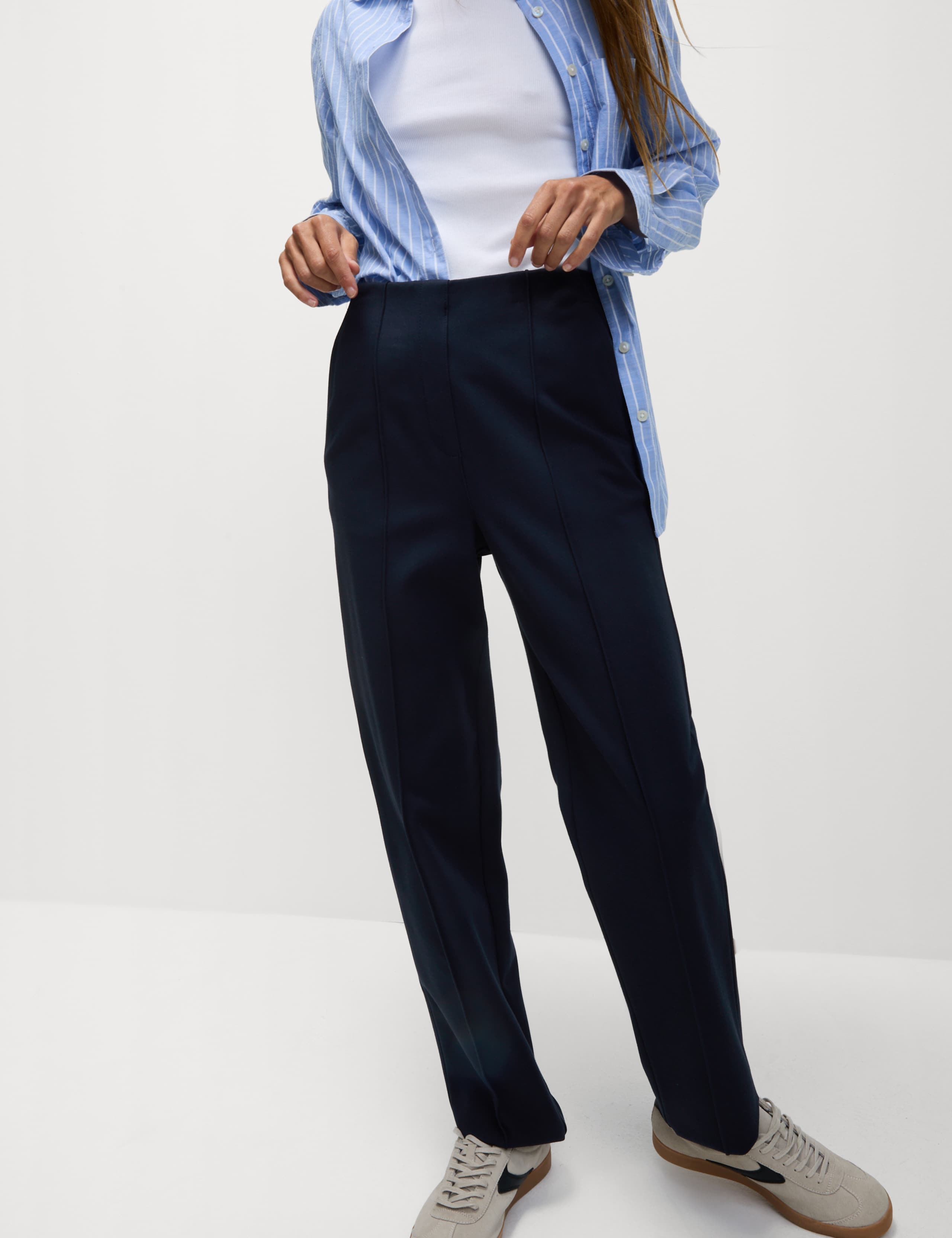 Jersey Twill Straight Leg Ankle Grazer Trousers 3 of 3