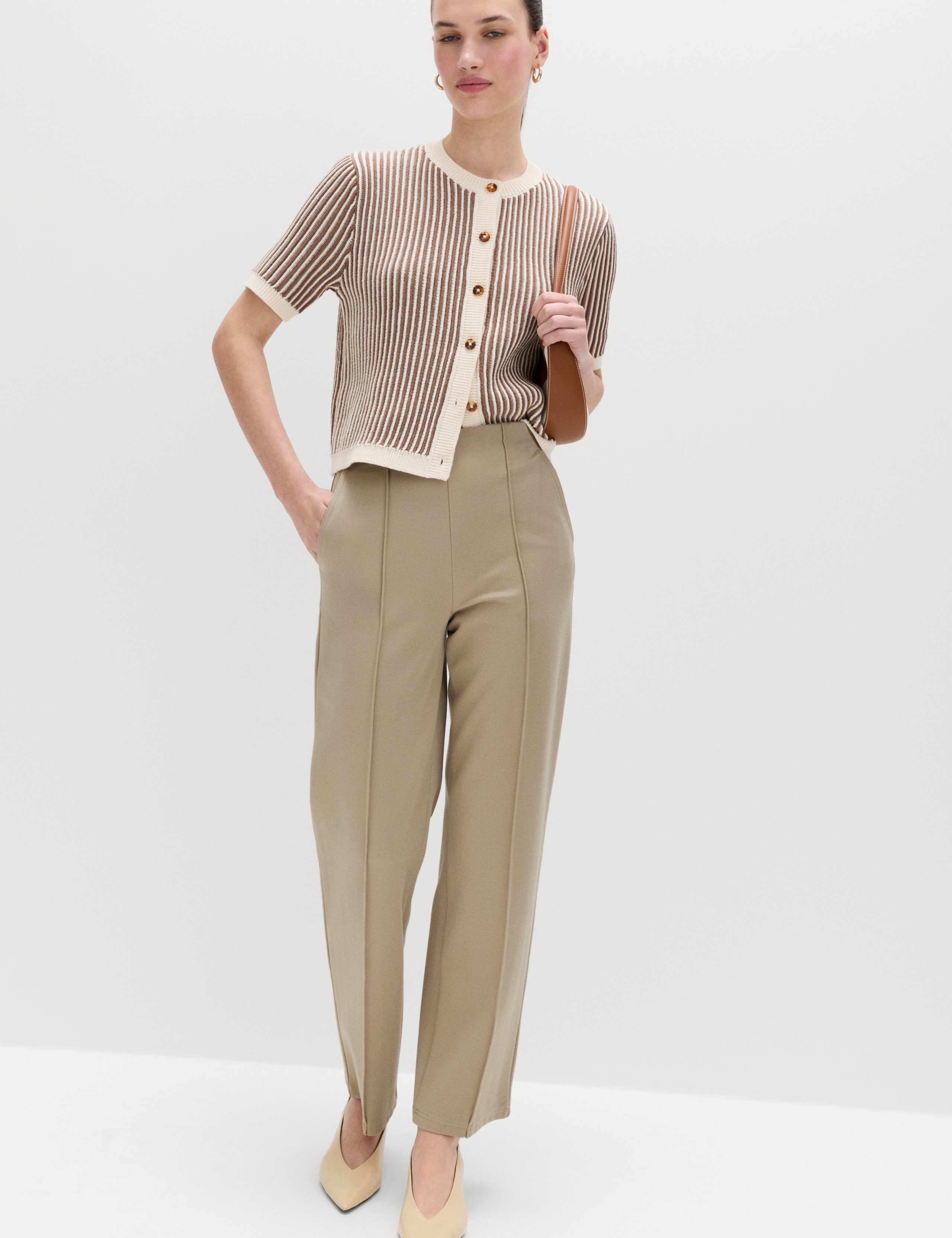 Jersey Twill Straight Leg Ankle Grazer Trousers 1 of 6