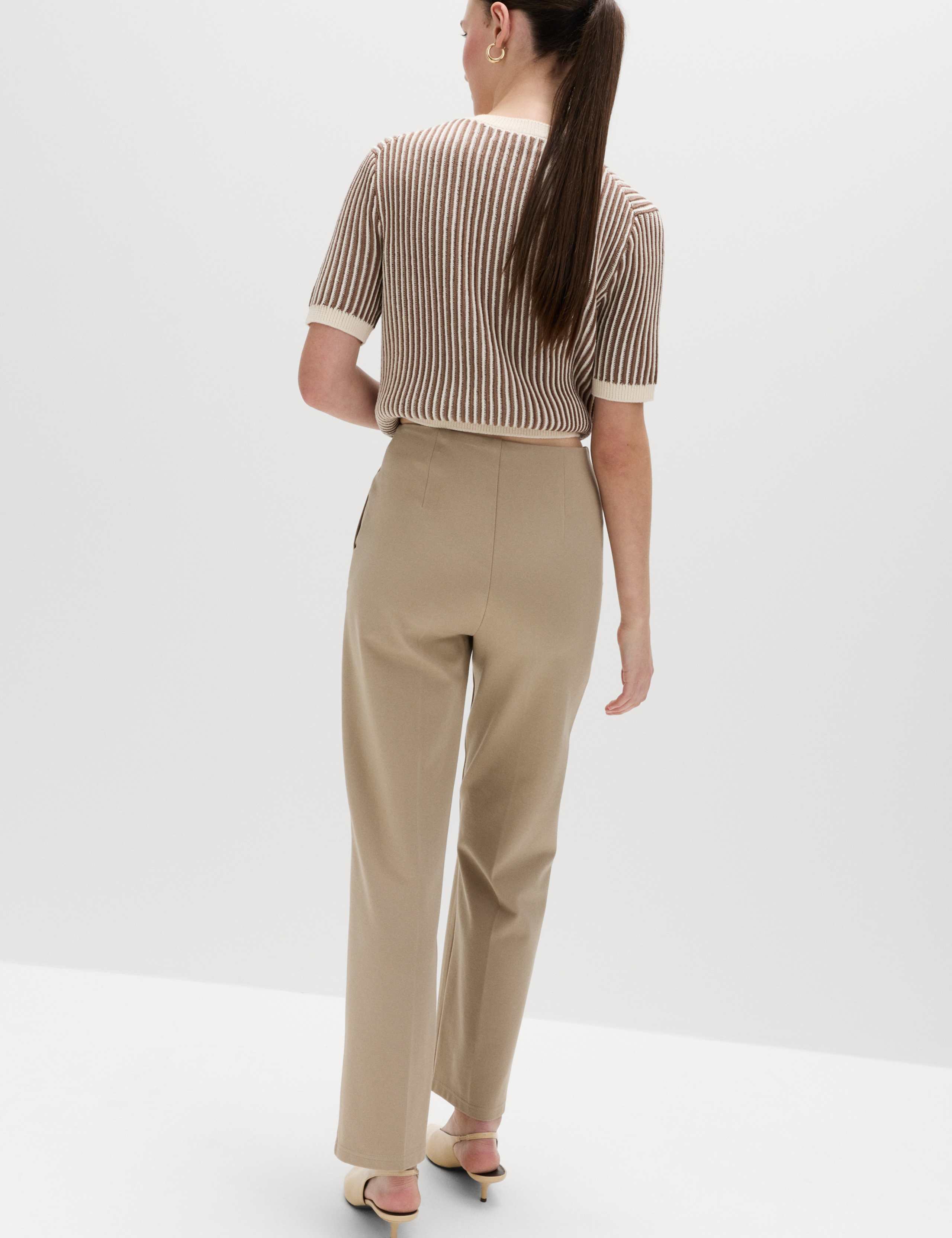 Jersey Twill Straight Leg Ankle Grazer Trousers 3 of 6