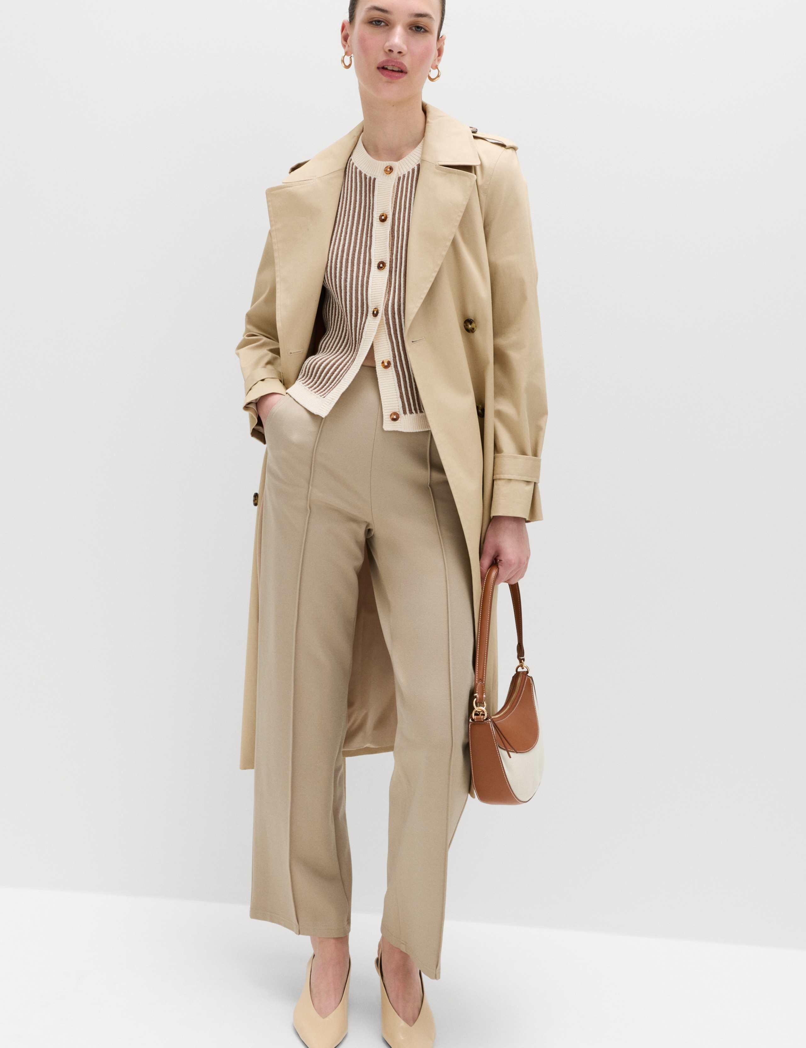 Jersey Twill Straight Leg Ankle Grazer Trousers 5 of 6