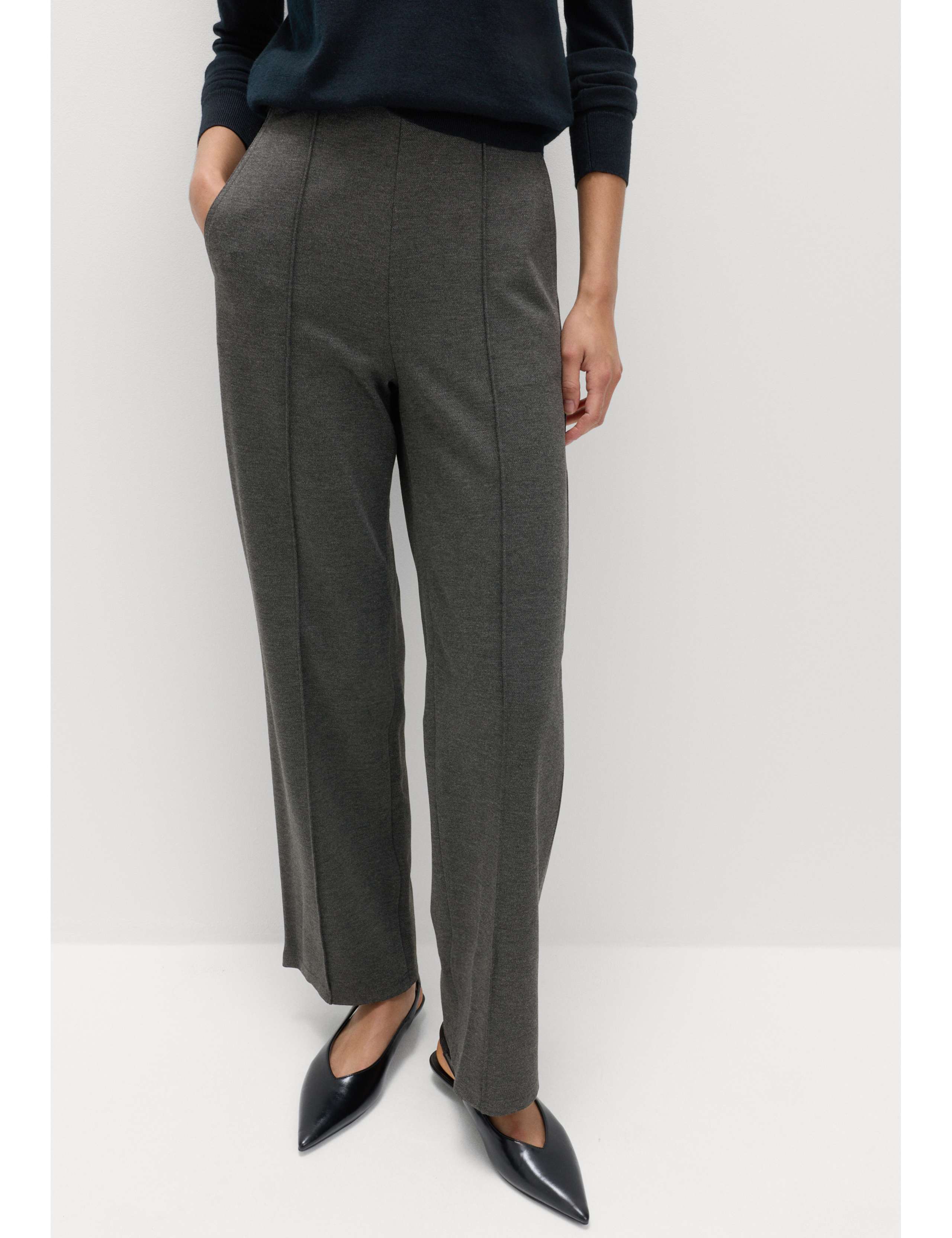 Jersey Twill Straight Leg Ankle Grazer Trousers 5 of 6