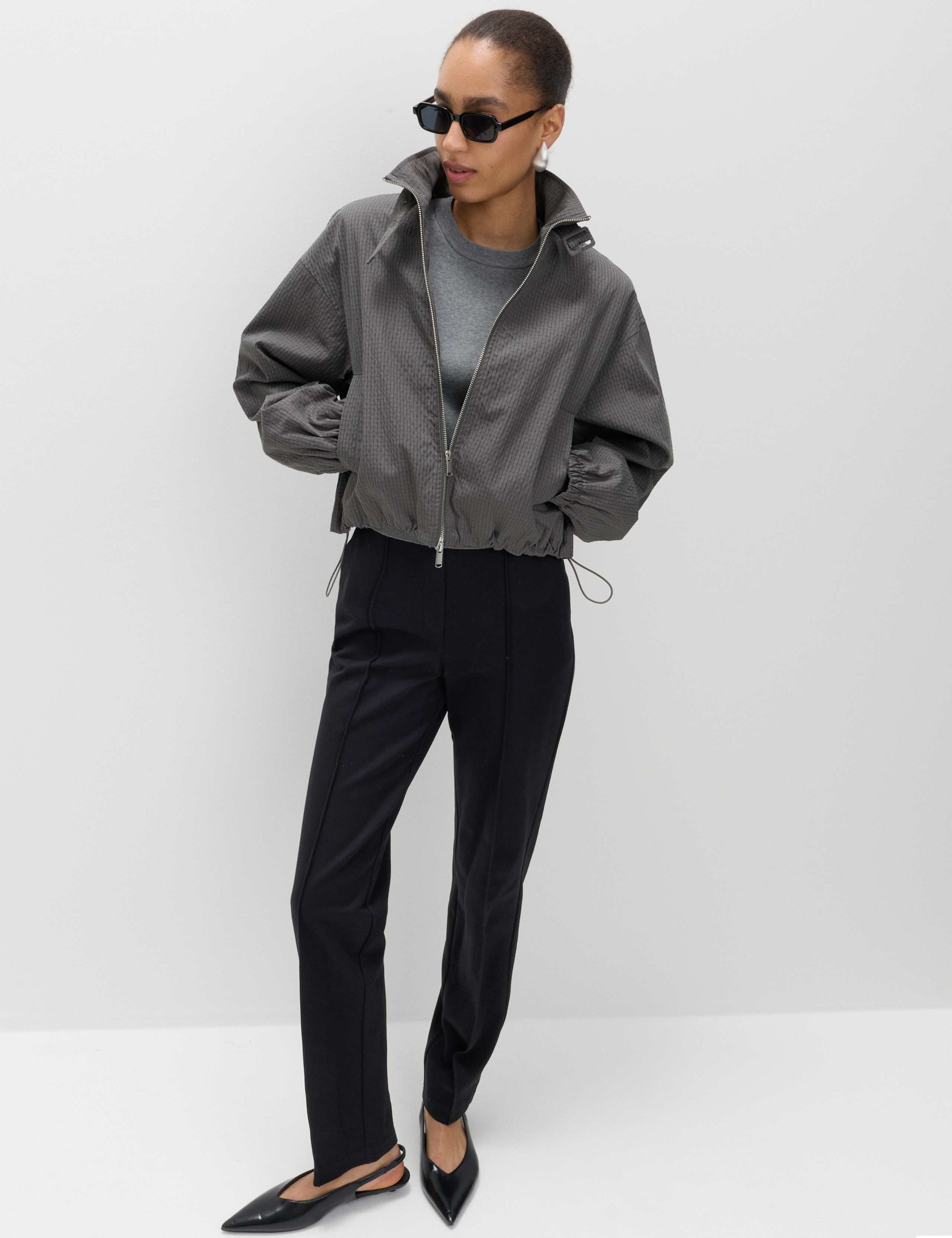 Jersey Twill Straight Leg Ankle Grazer Trousers 1 of 6