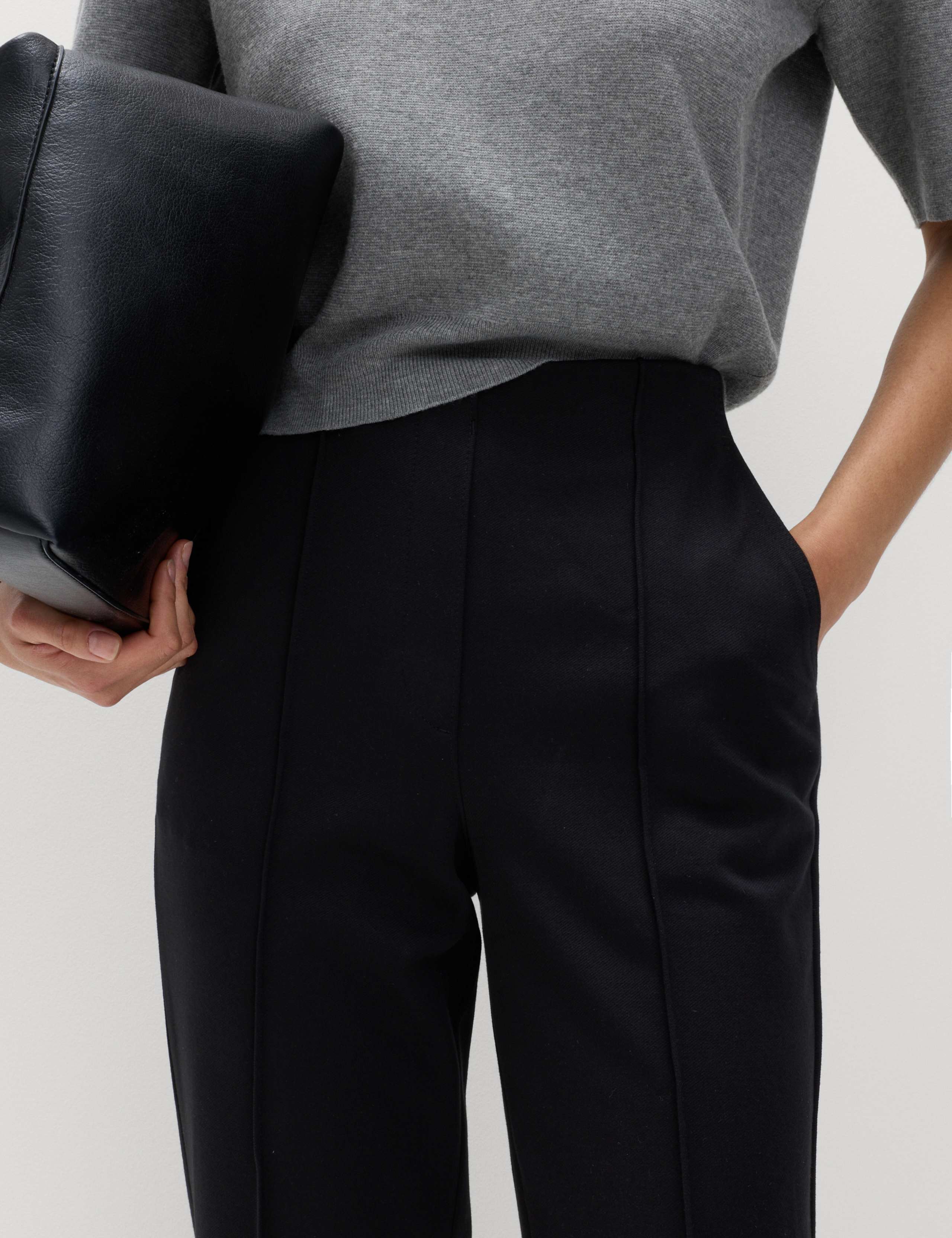 Jersey Twill Straight Leg Ankle Grazer Trousers 3 of 6