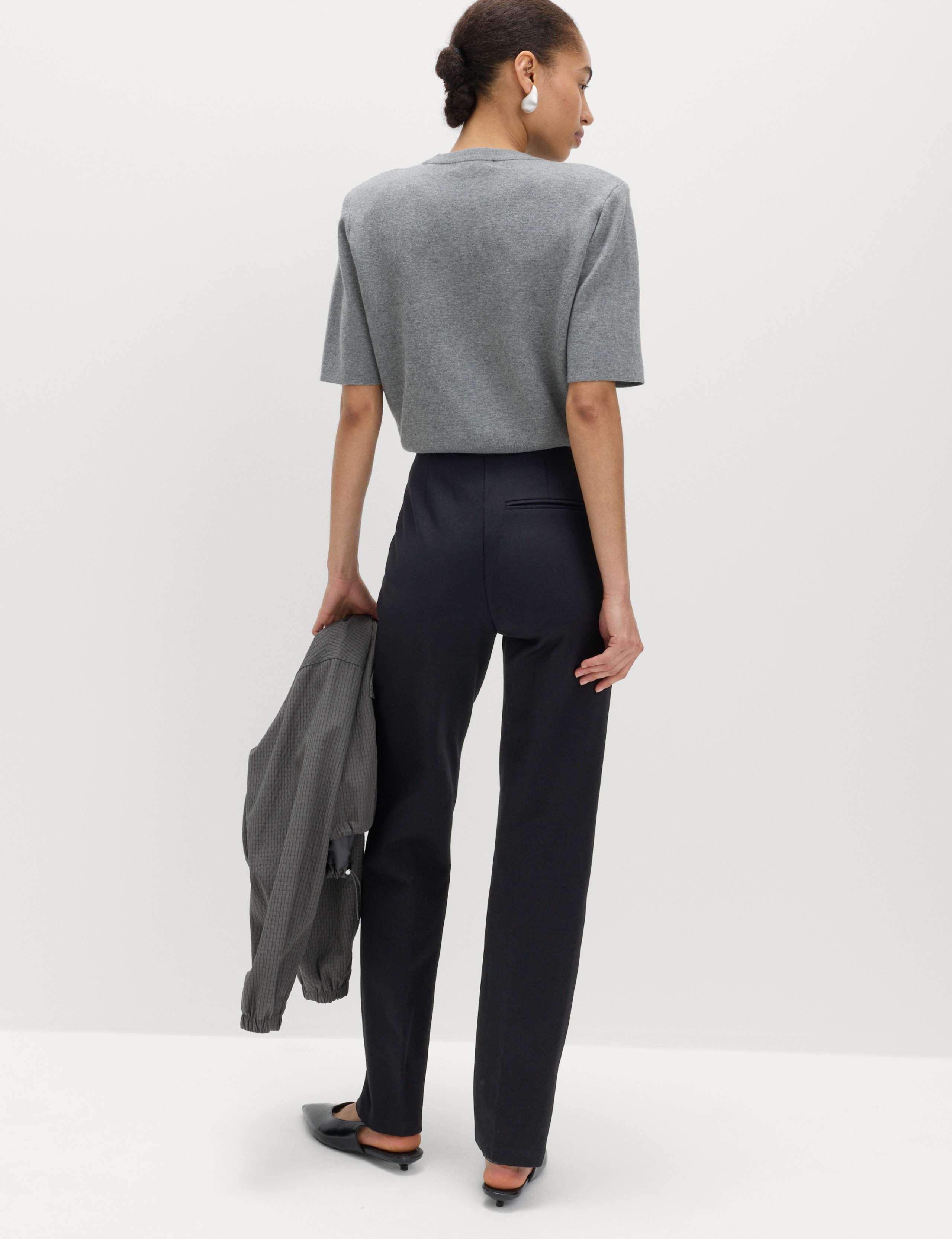 Jersey Twill Straight Leg Ankle Grazer Trousers 4 of 6