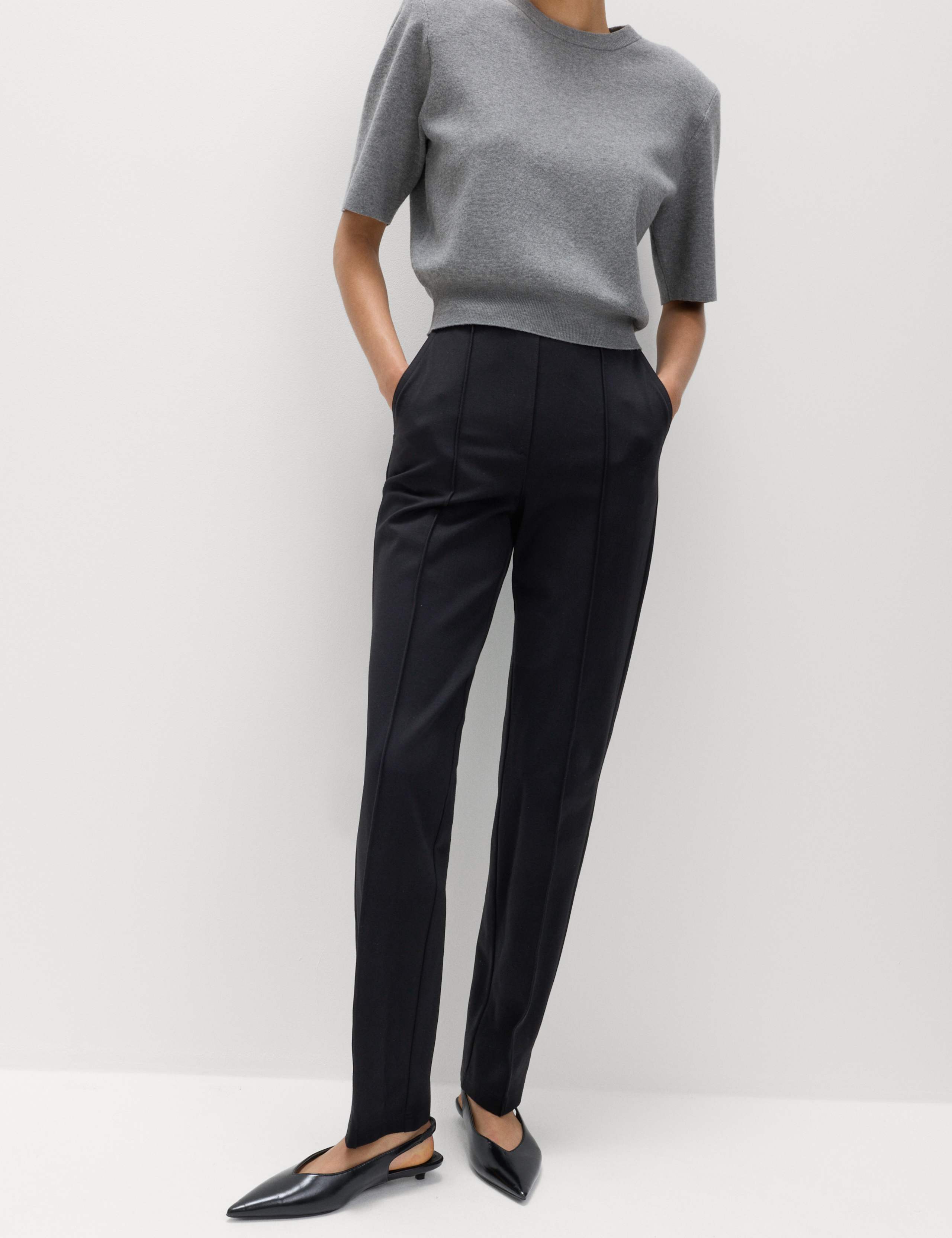 Jersey Twill Straight Leg Ankle Grazer Trousers 6 of 6