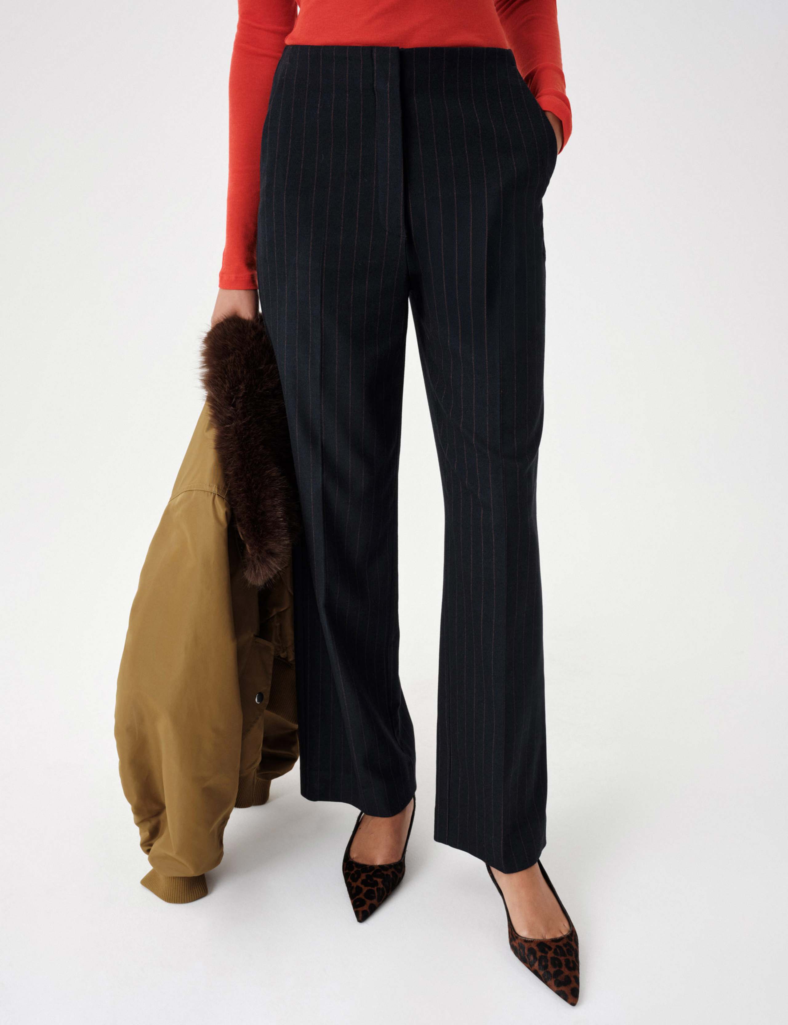 Pinstripe Straight Leg Smart Trousers 4 of 6