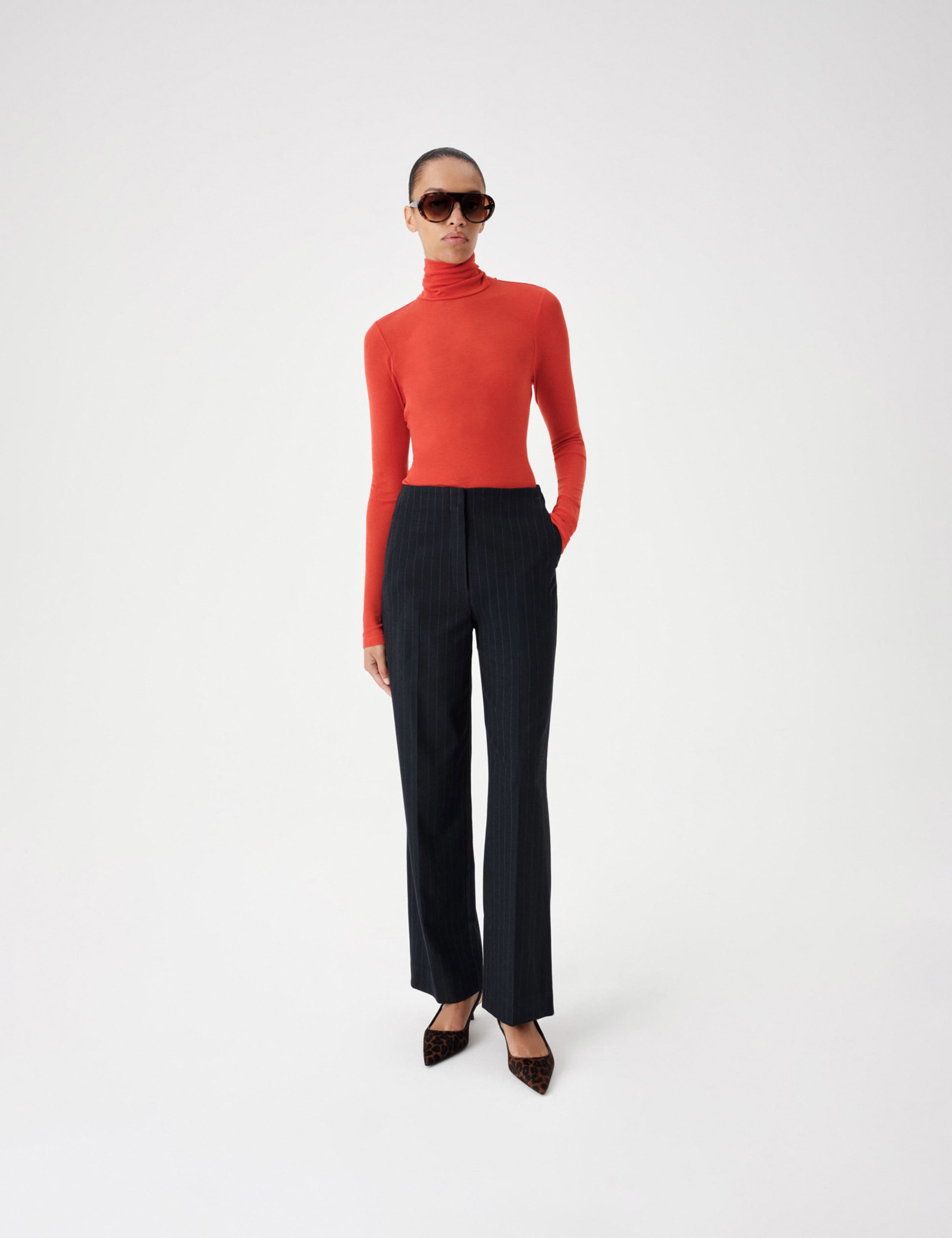 Pinstripe Straight Leg Smart Trousers 5 of 6