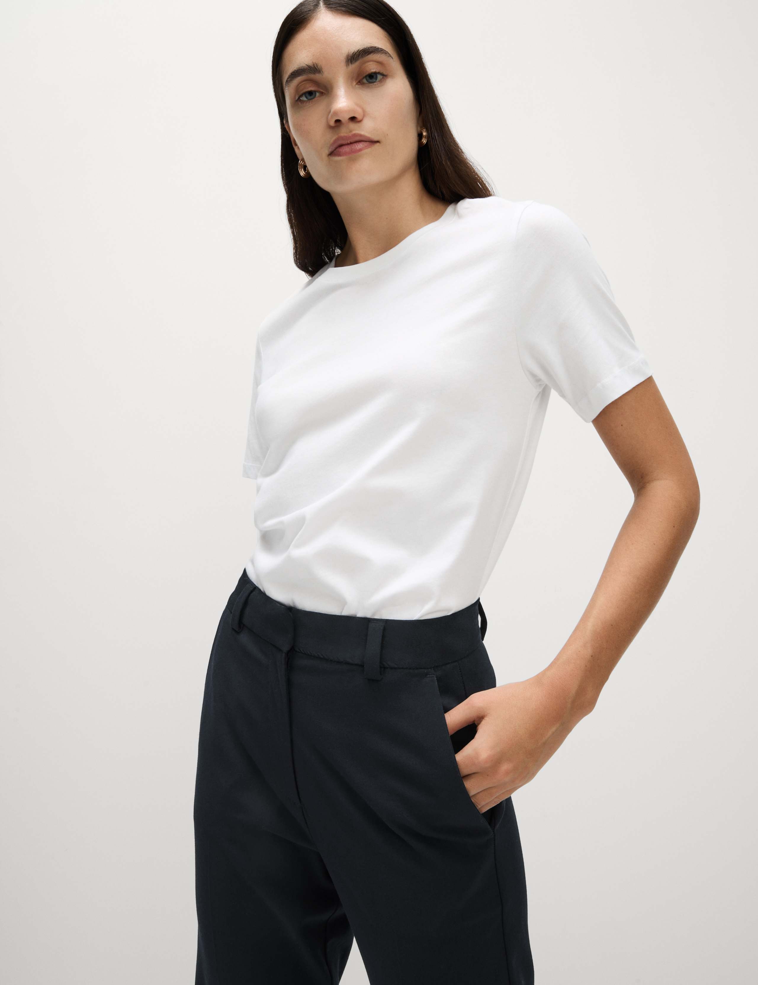 Woven Straight Leg Trousers with Stretch 3 of 5
