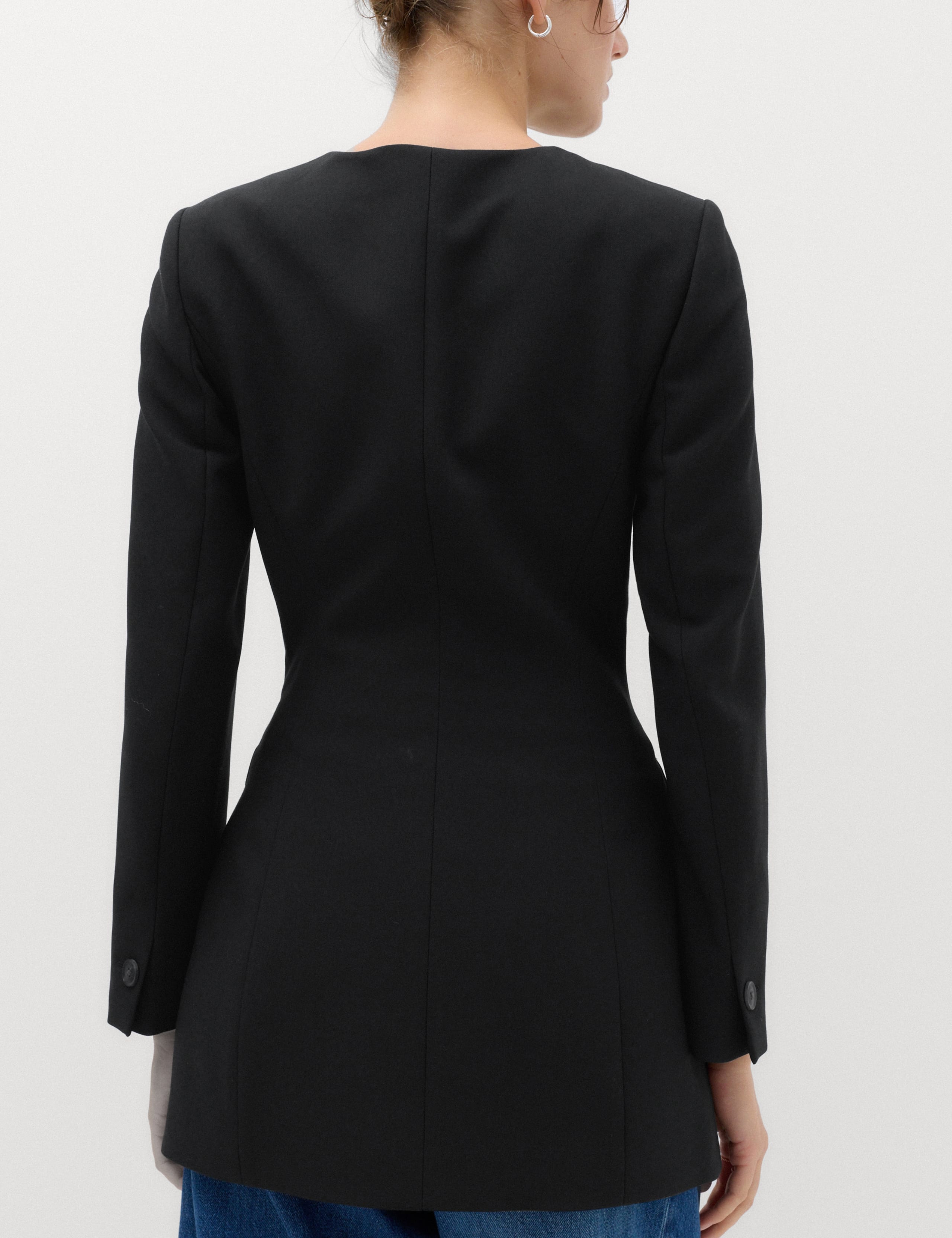 Double Breasted Collarless Longline Blazer 4 of 6