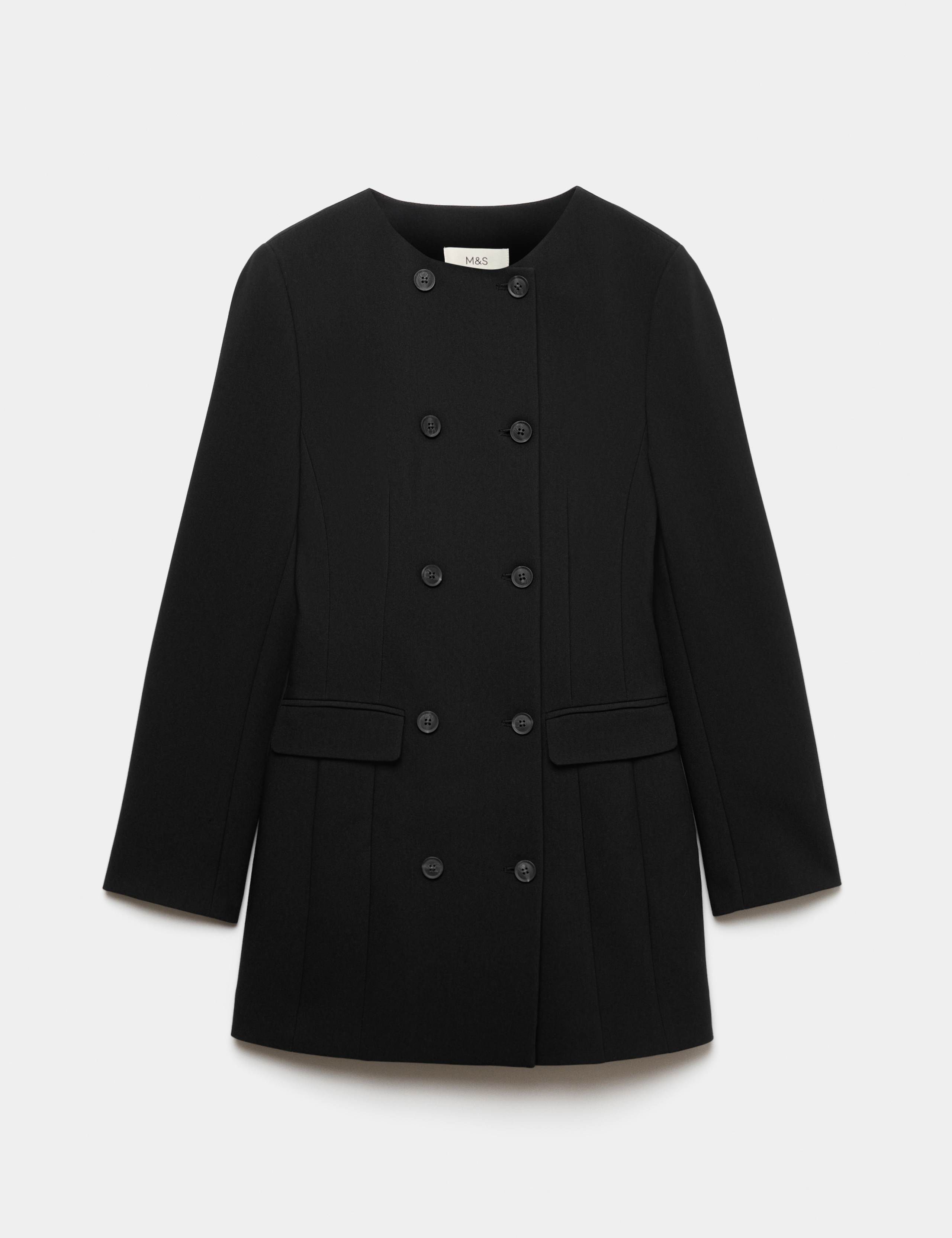Double Breasted Collarless Longline Blazer 2 of 6