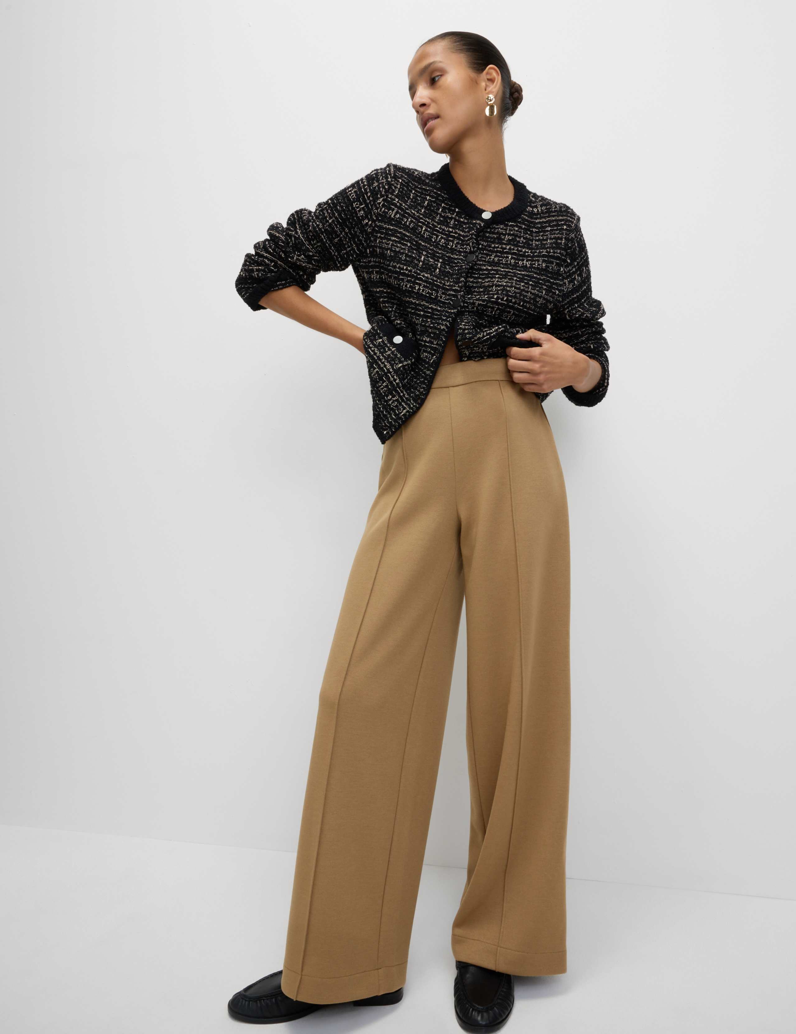 Jersey Elasticated Waist Wide Leg Trousers 1 of 5