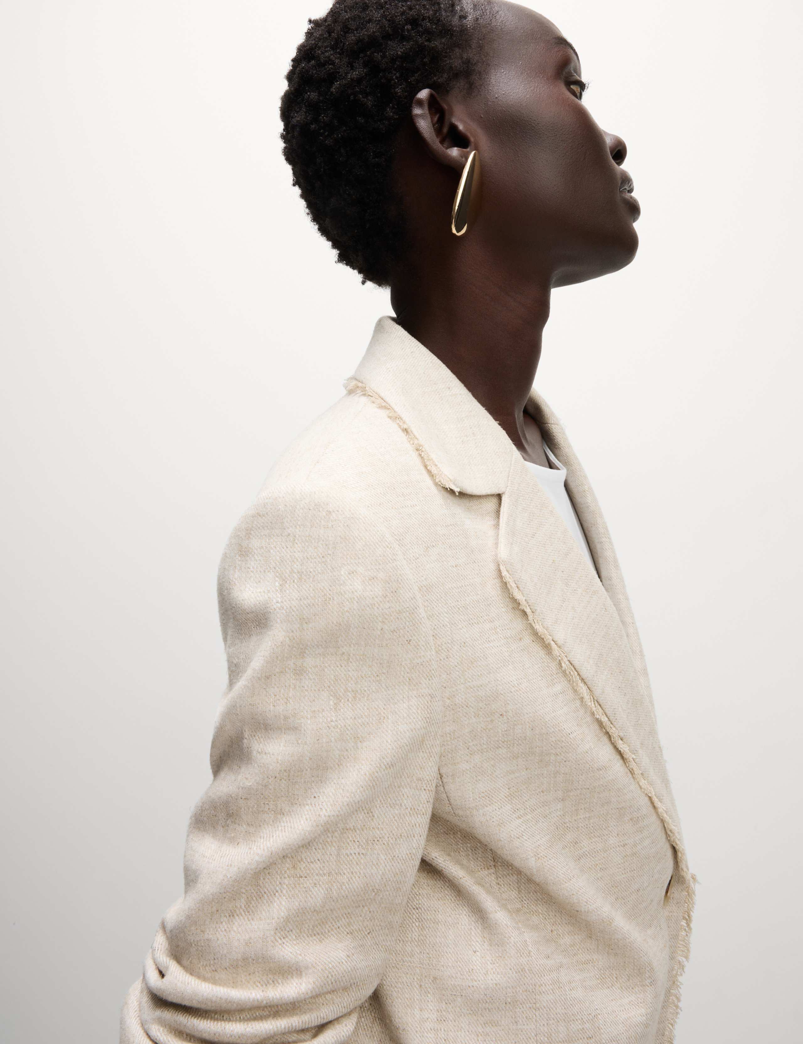 Linen Rich Melange Frayed Edge Blazer 1 of 5