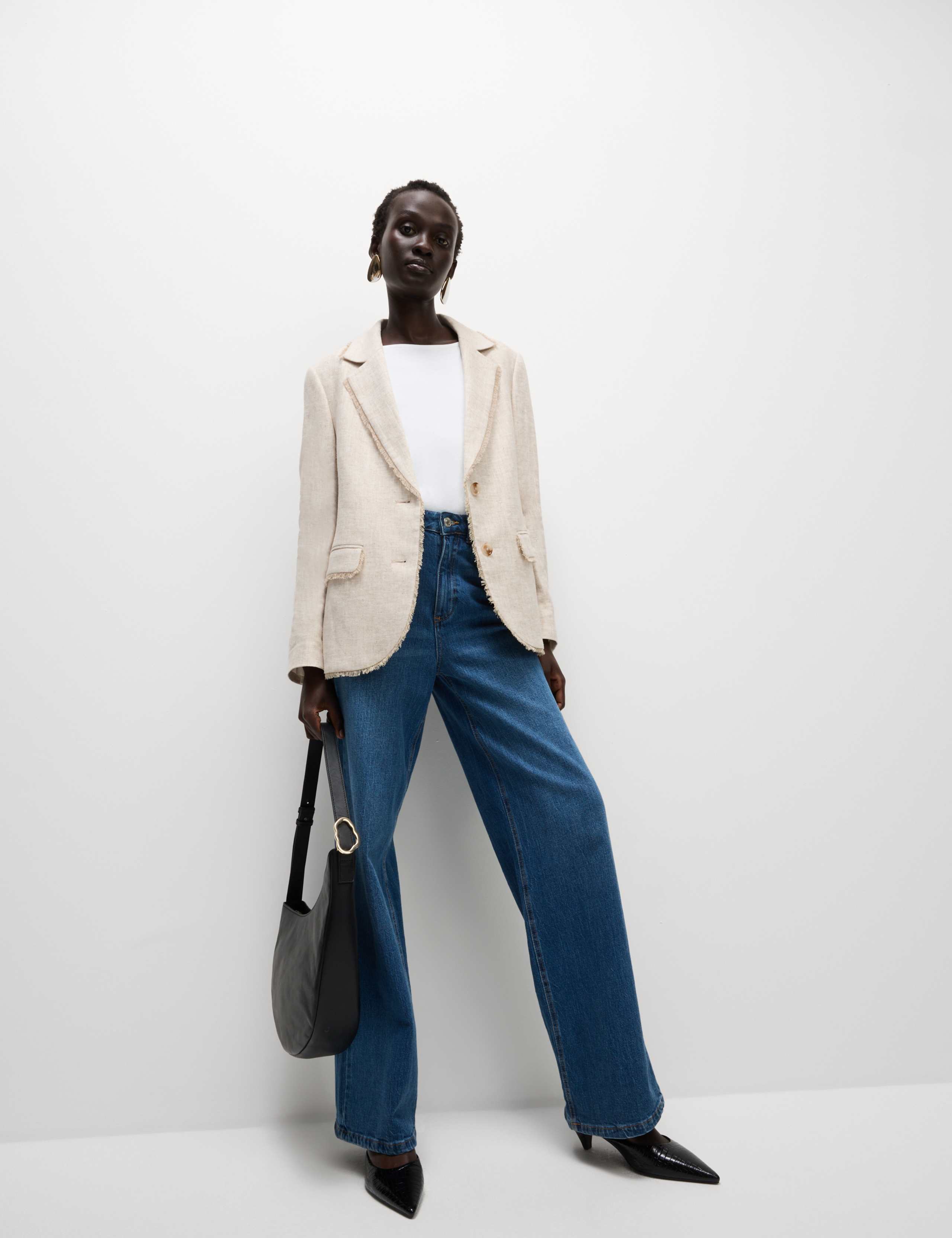 Linen Rich Melange Frayed Edge Blazer 3 of 5