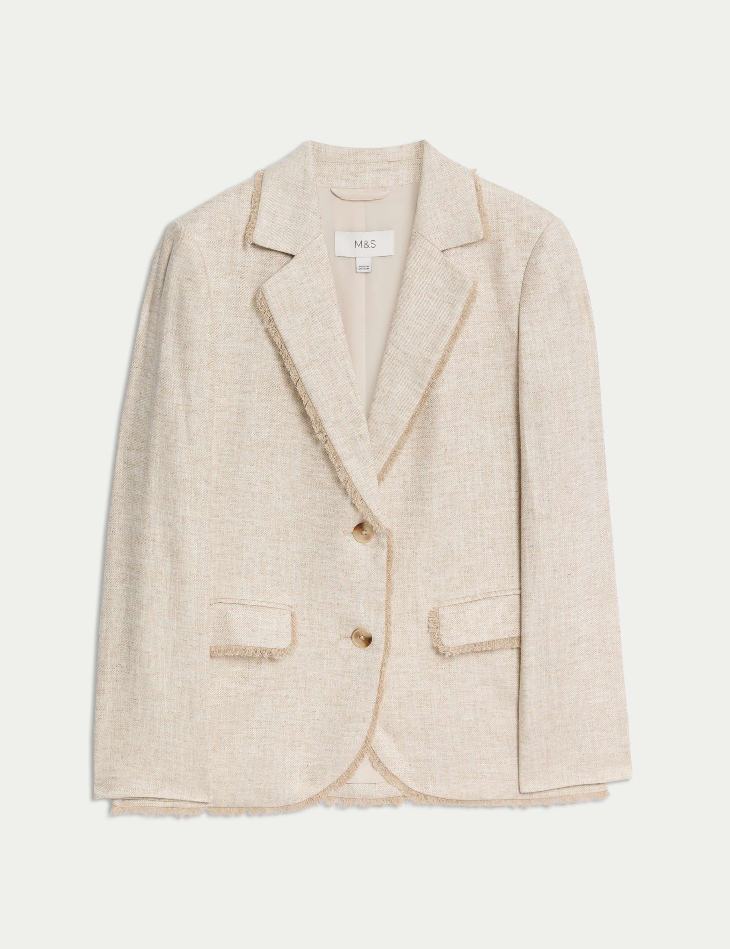 Linen Rich Melange Frayed Edge Blazer 2 of 5