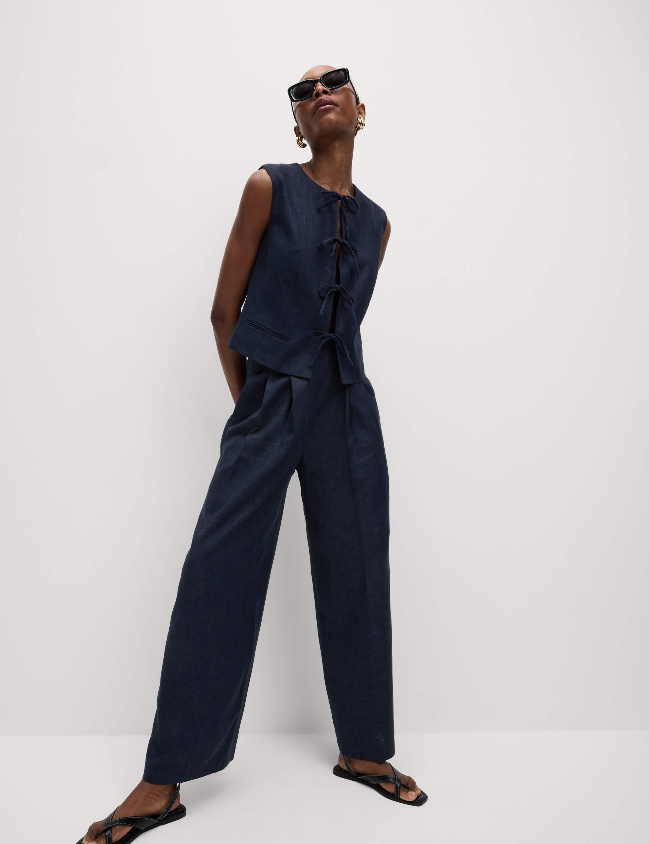Linen Rich Twill Wide Leg Trousers 6 of 6