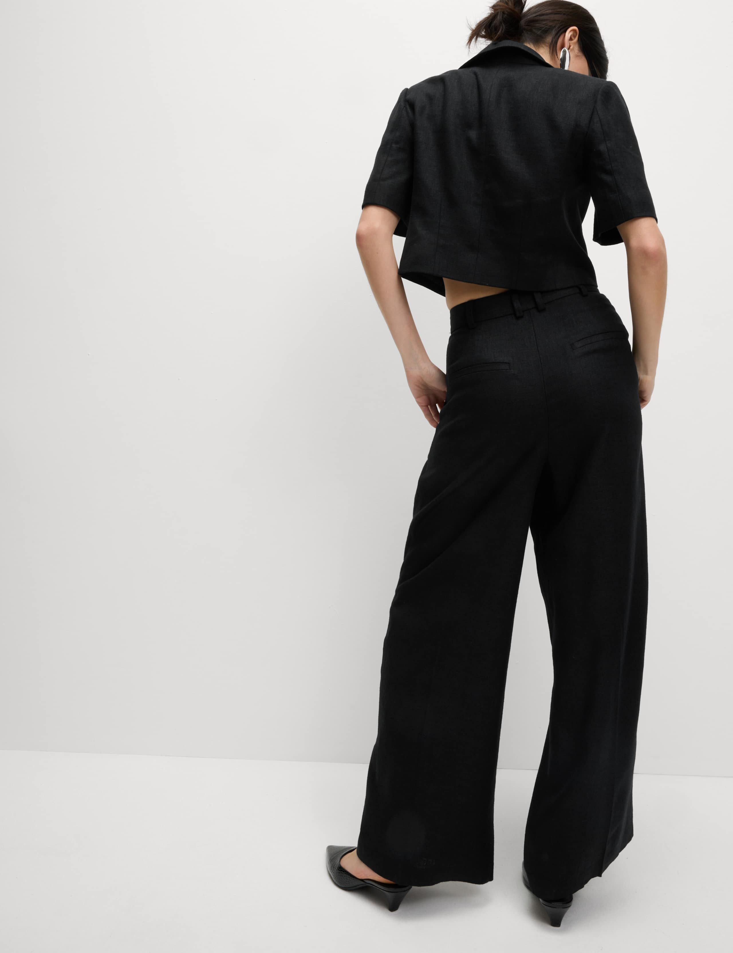 Linen Rich Twill Wide Leg Trousers 4 of 6
