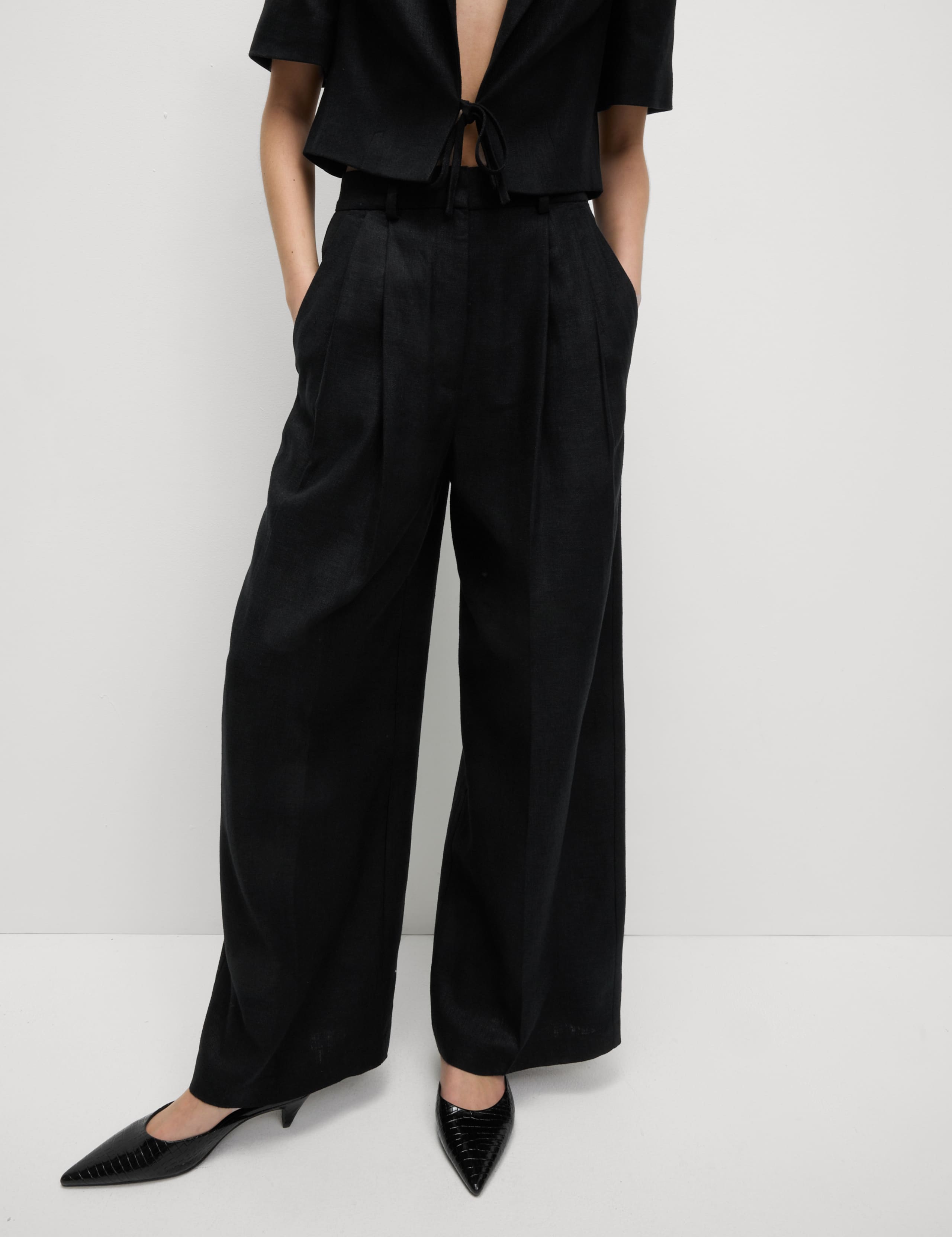 Linen Rich Twill Wide Leg Trousers 5 of 6