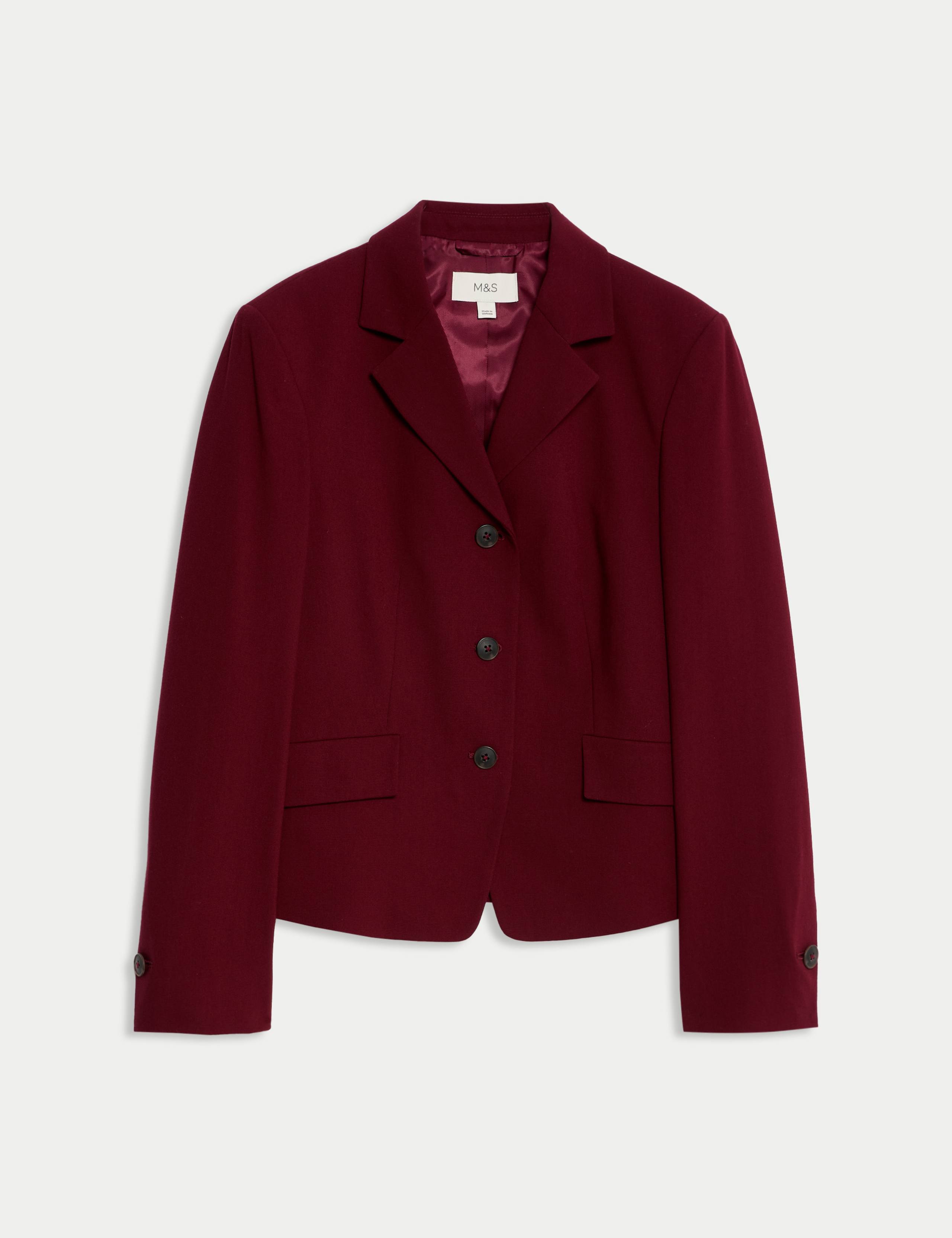 Wool Look Tailored Revere Cropped Blazer 2 of 7