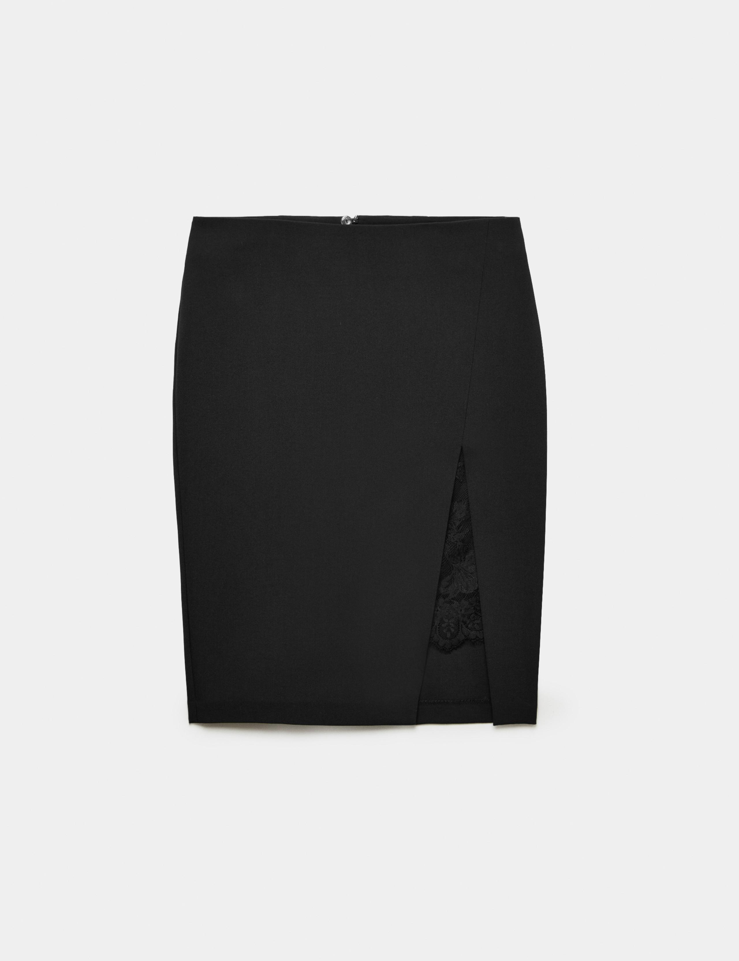 Lace Split Front Knee Length Pencil Skirt 2 of 6