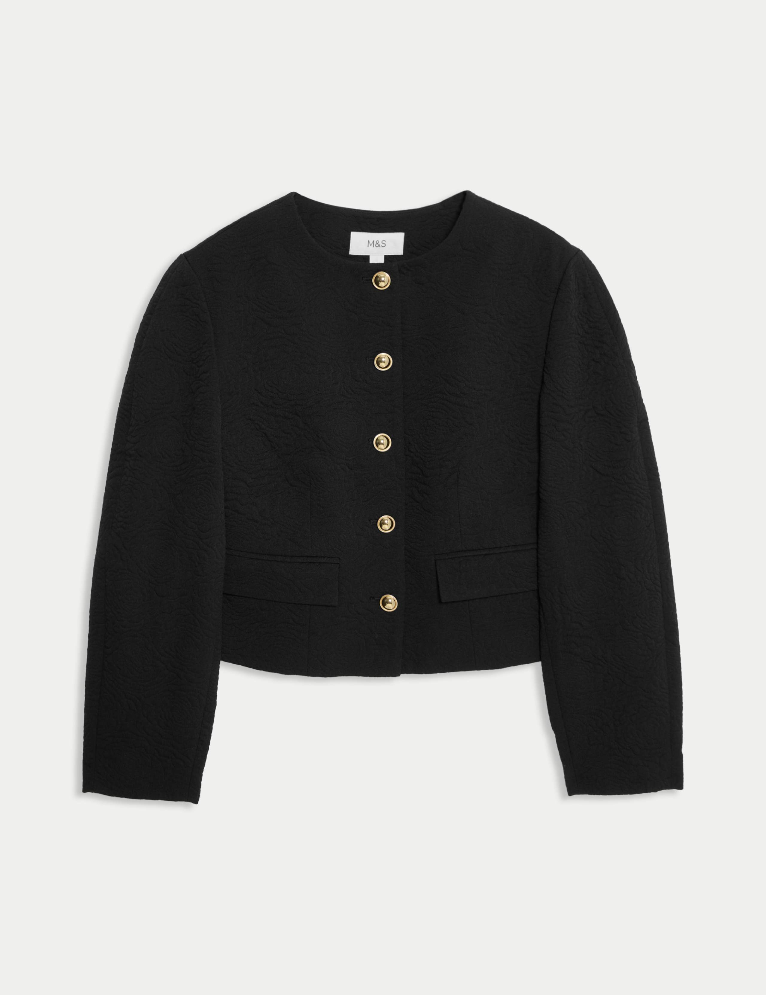Jacquard Collarless Jacket 2 of 7