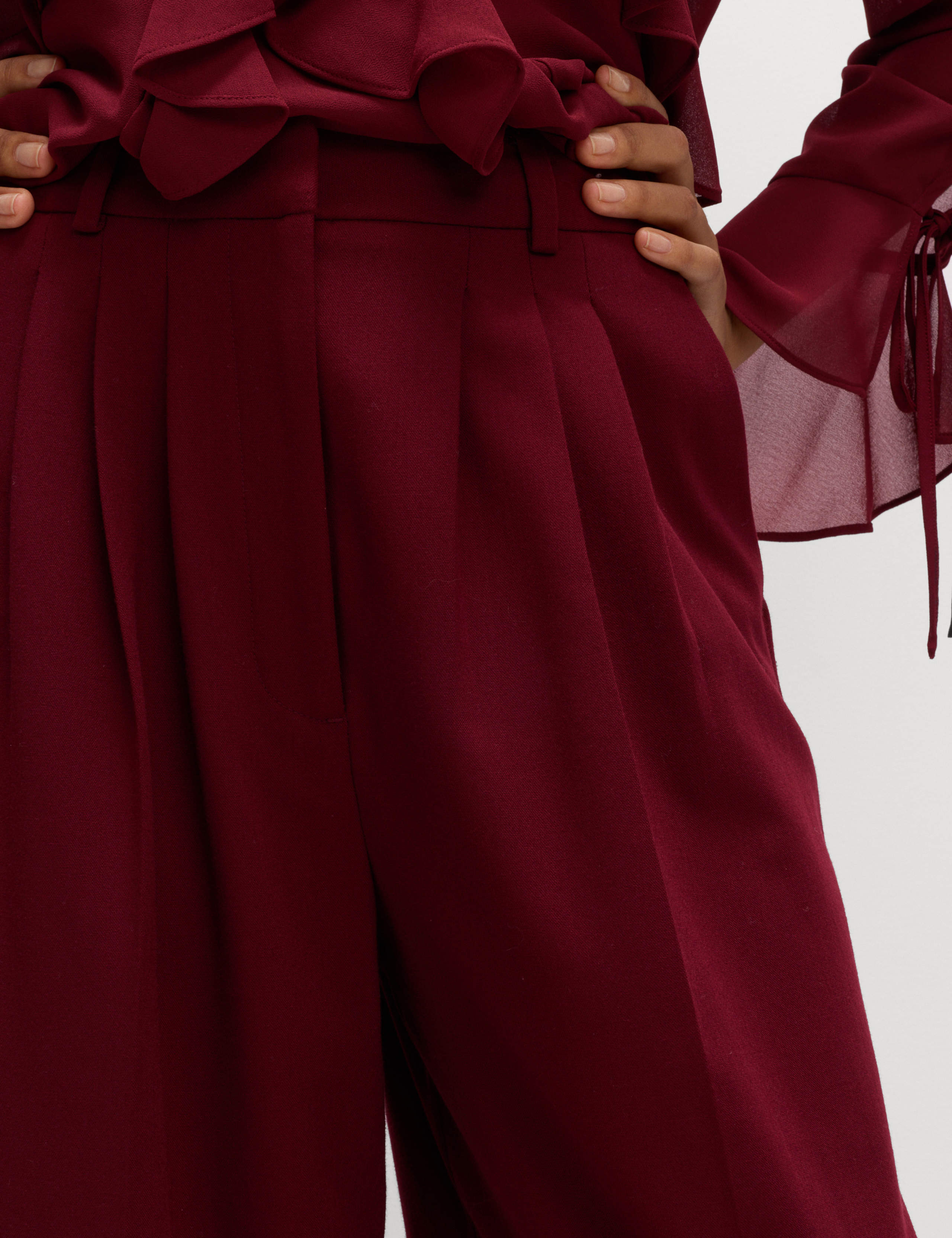 Wool Blend Tailored Wide Leg Trousers 3 of 6