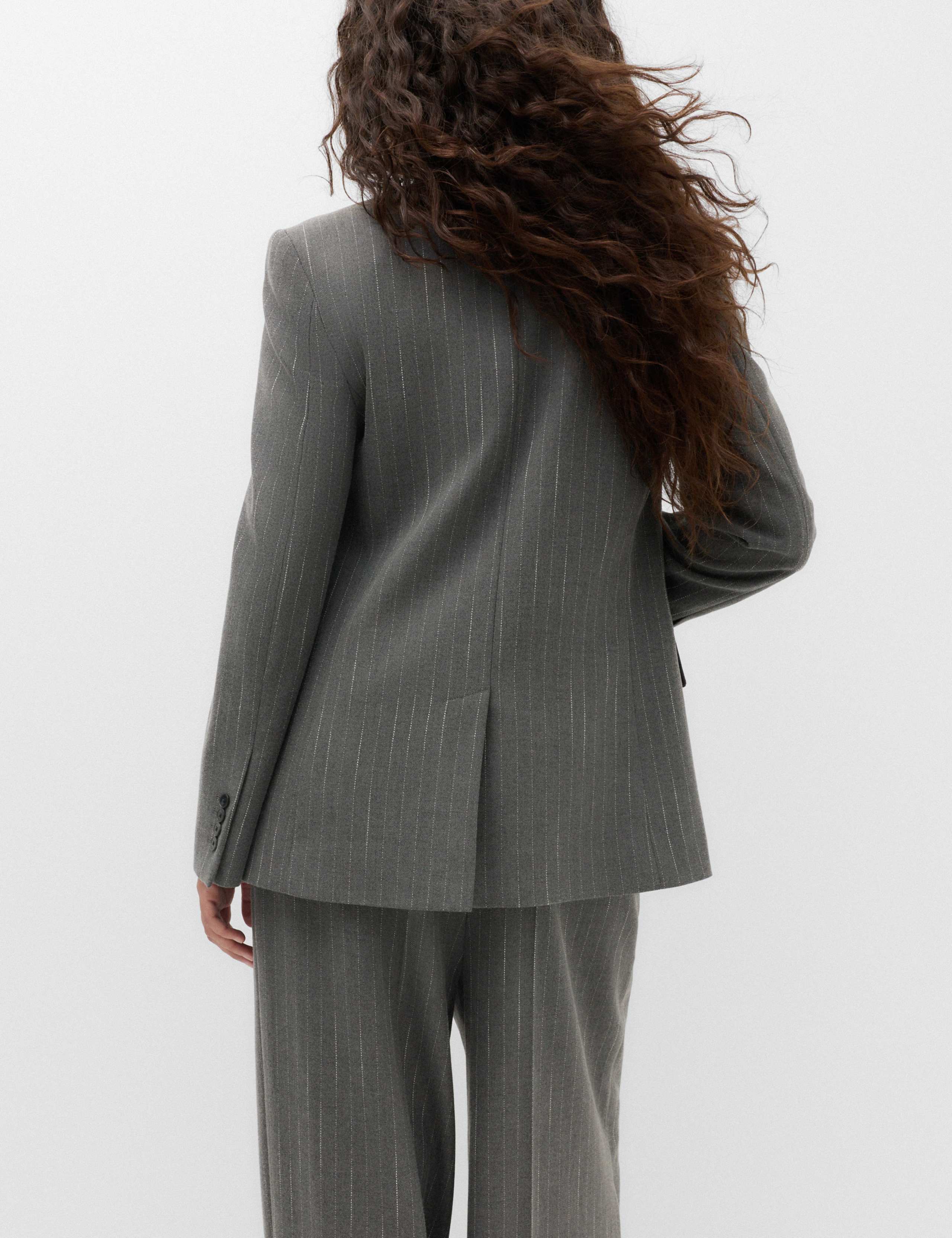 Pinstripe Double Breasted Blazer with Wool 5 of 7