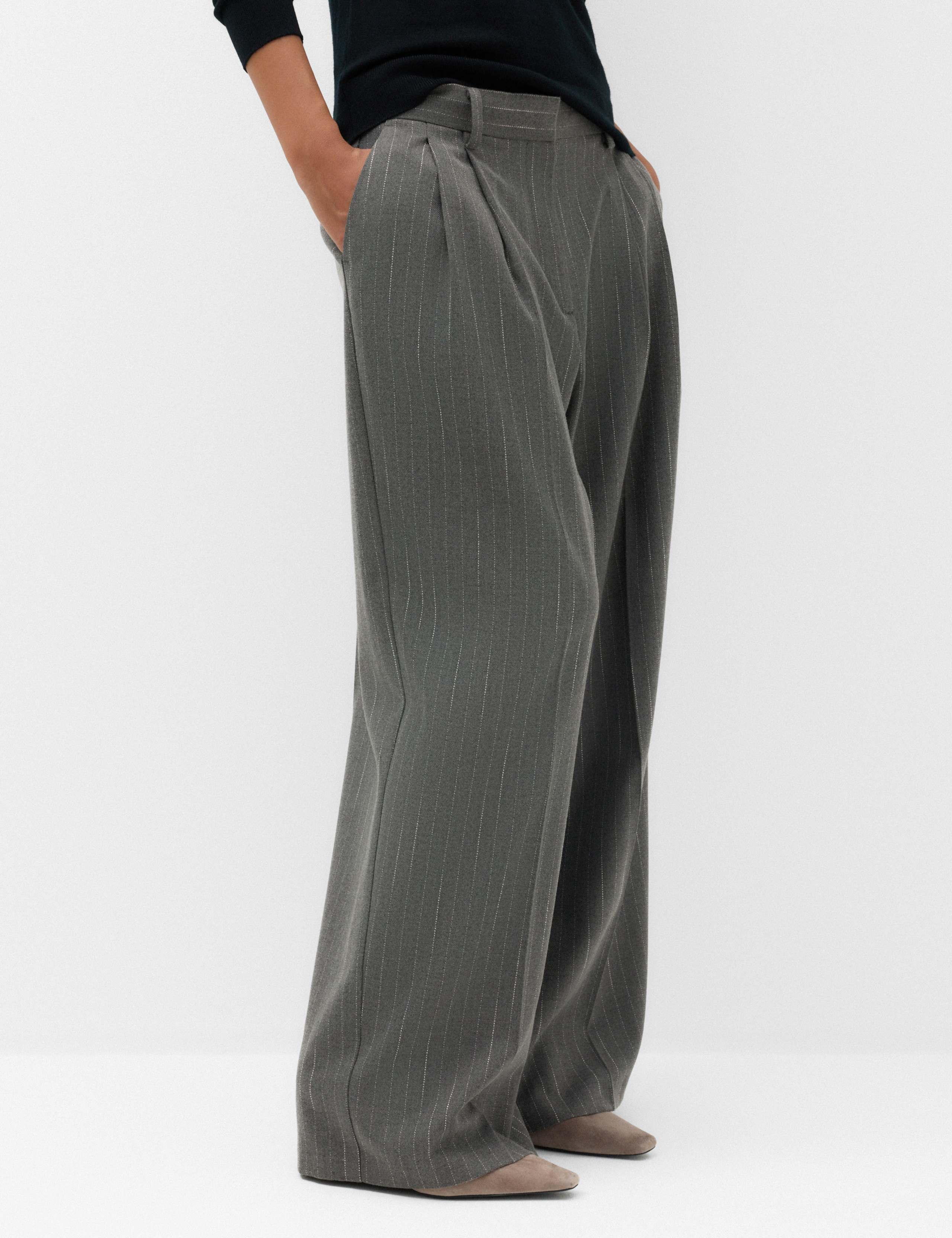 Pinstripe Pleat Front Straight Leg Trousers 6 of 7