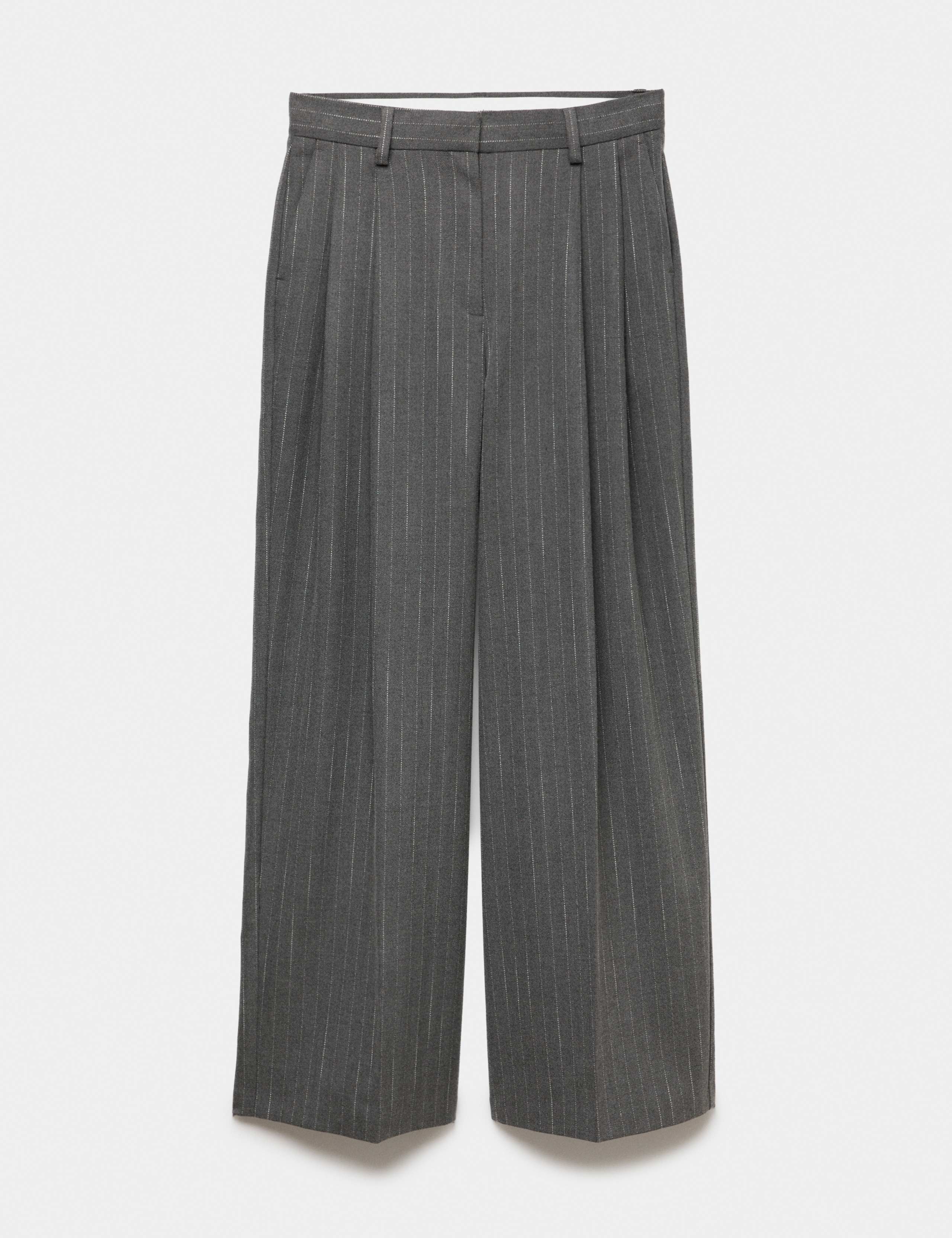 Pinstripe Pleat Front Straight Leg Trousers 2 of 7