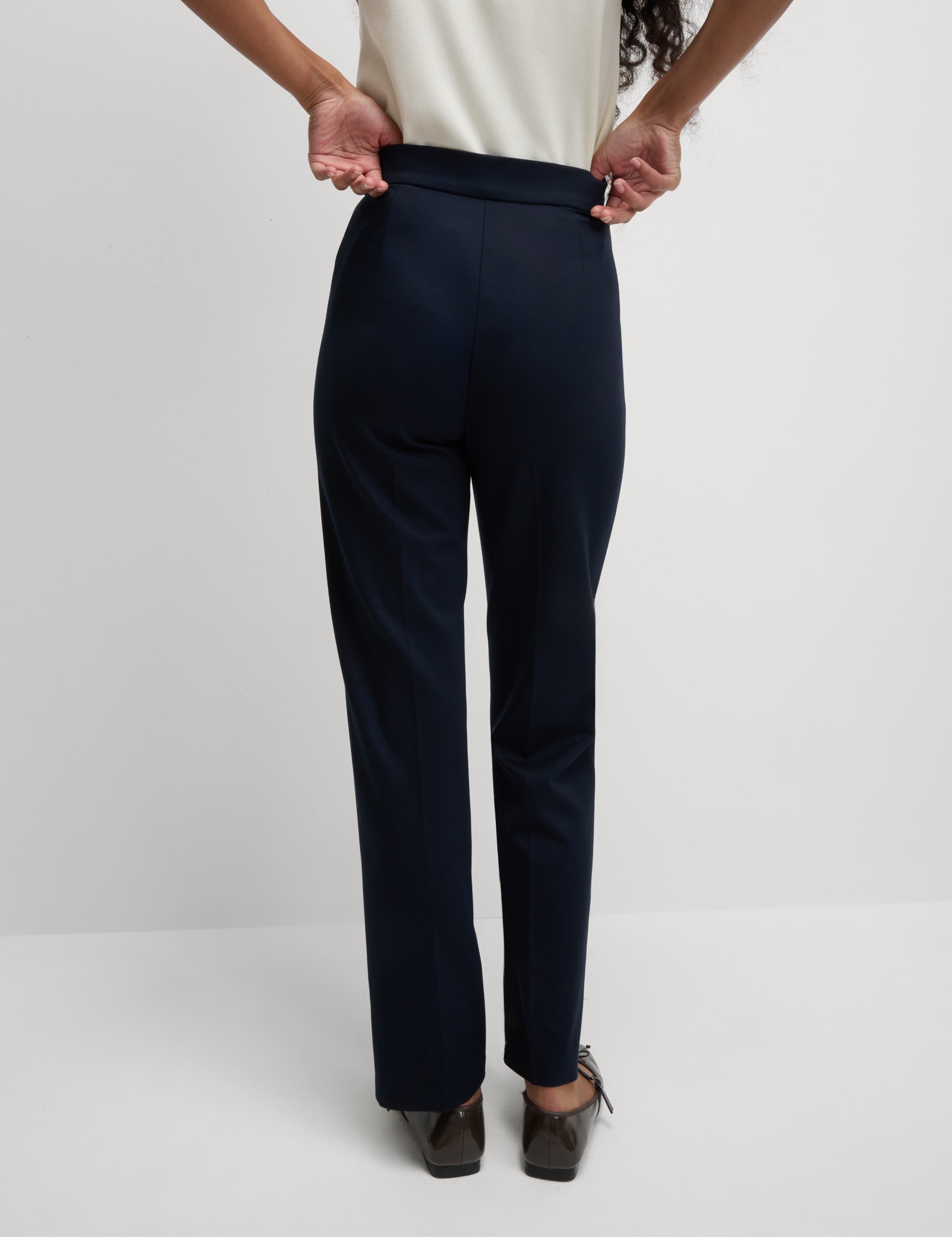 Jersey Elasticated Waist Straight Leg Trousers 3 of 5