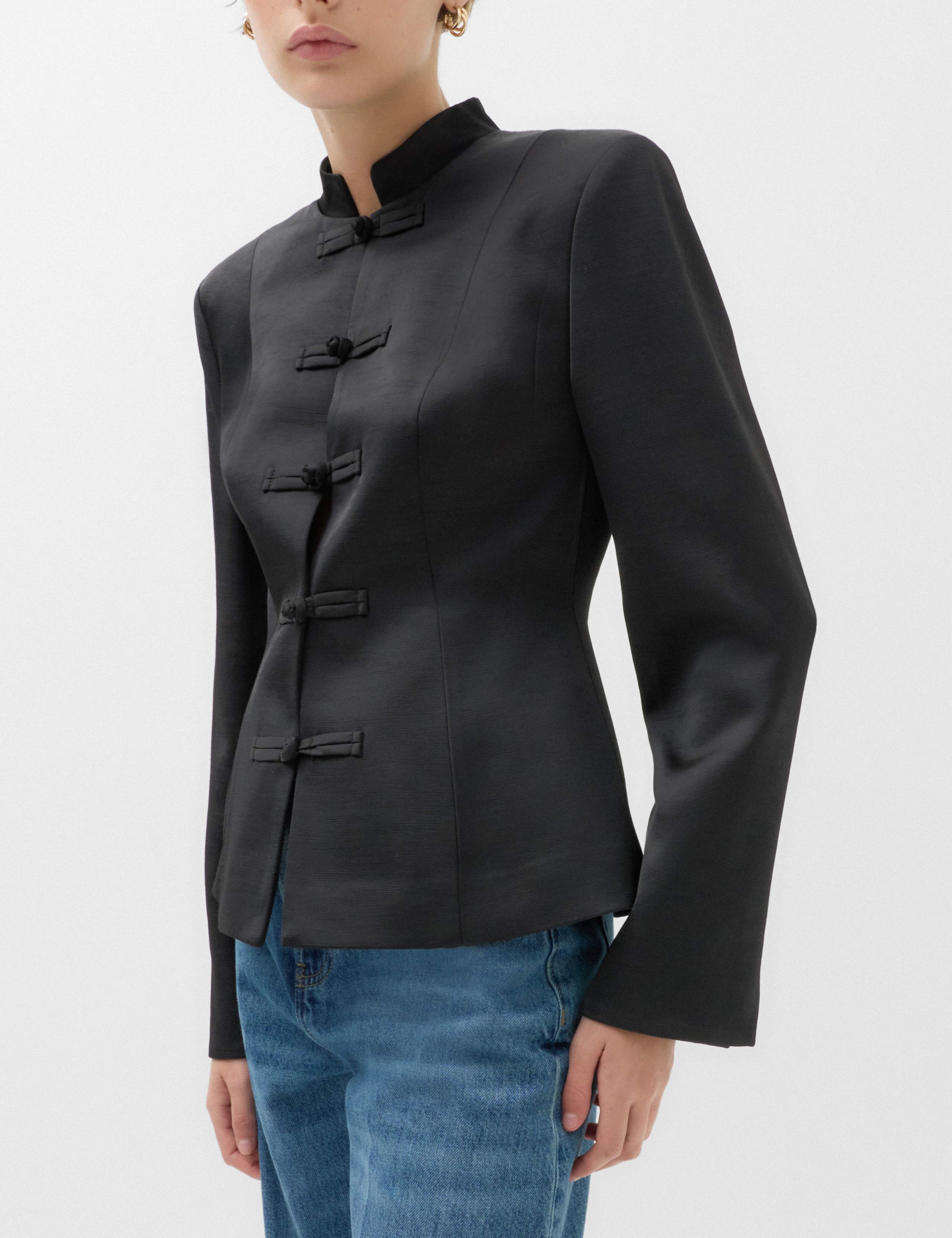 Satin Look Textured Blazer 1 of 6