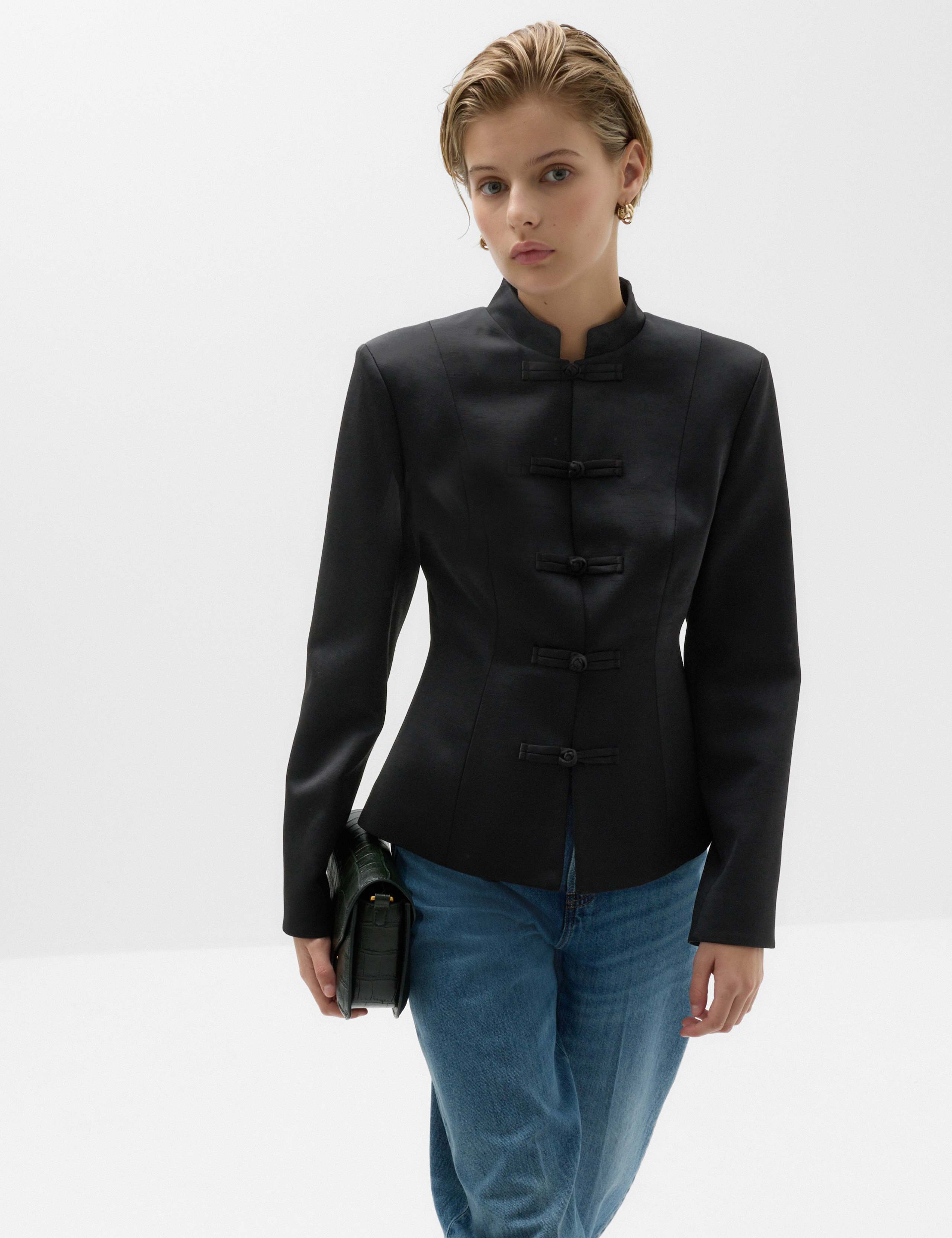 Satin Look Textured Blazer 3 of 6