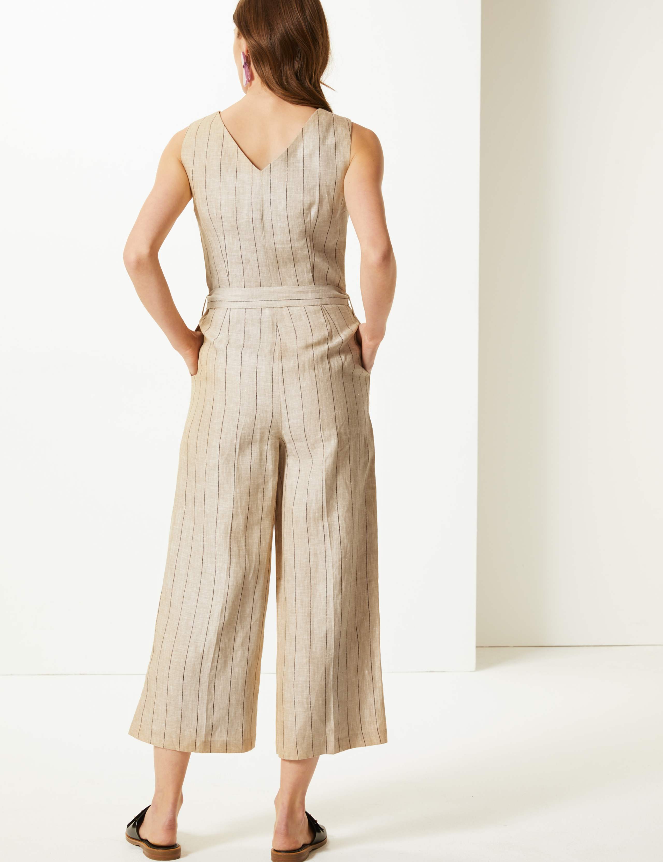 Pure Linen Striped Jumpsuit 3 of 3