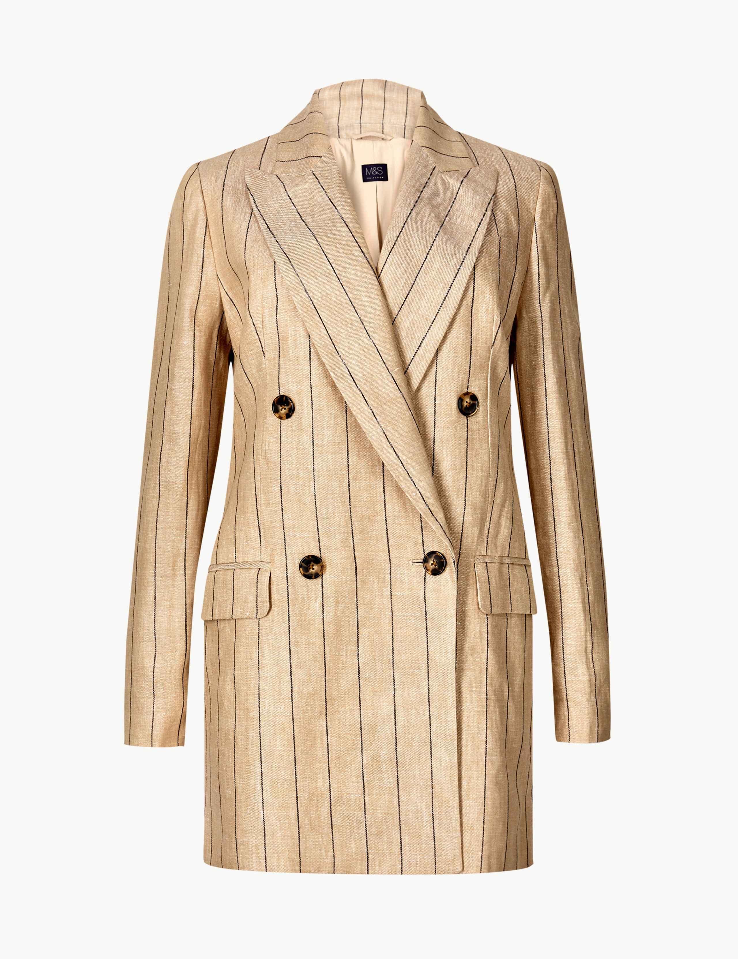 Pure Linen Oversized Striped Blazer 2 of 6
