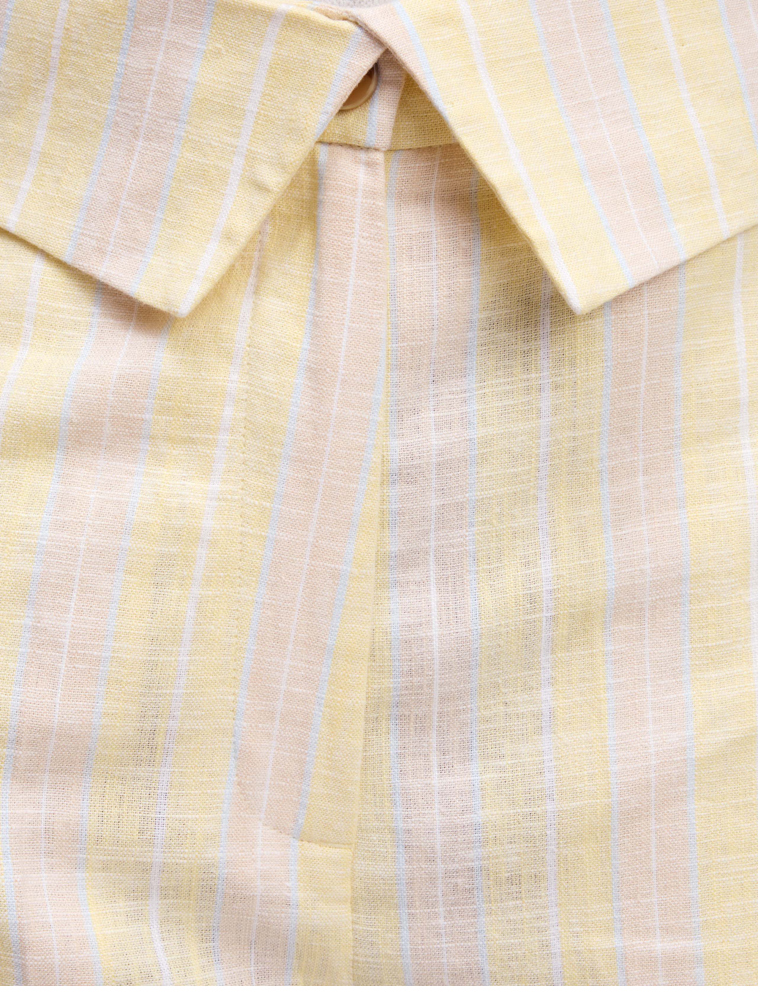 Linen Blend Striped Wide Leg Trousers 3 of 5