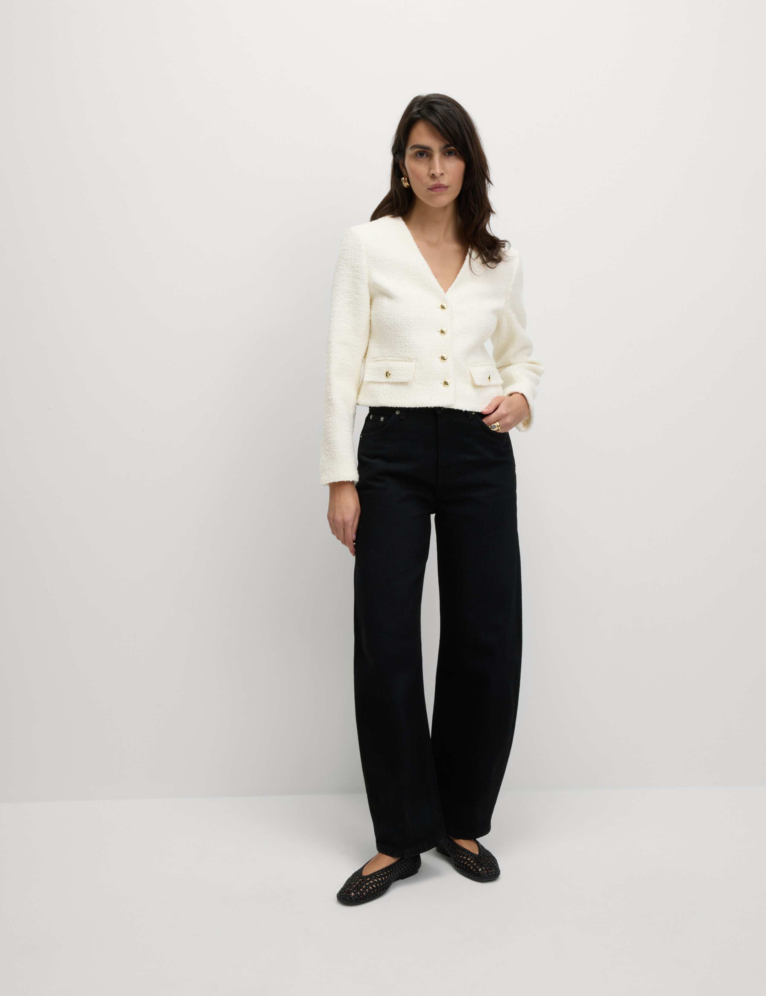 V Neck Fringe Tweed Jacket 3 of 6